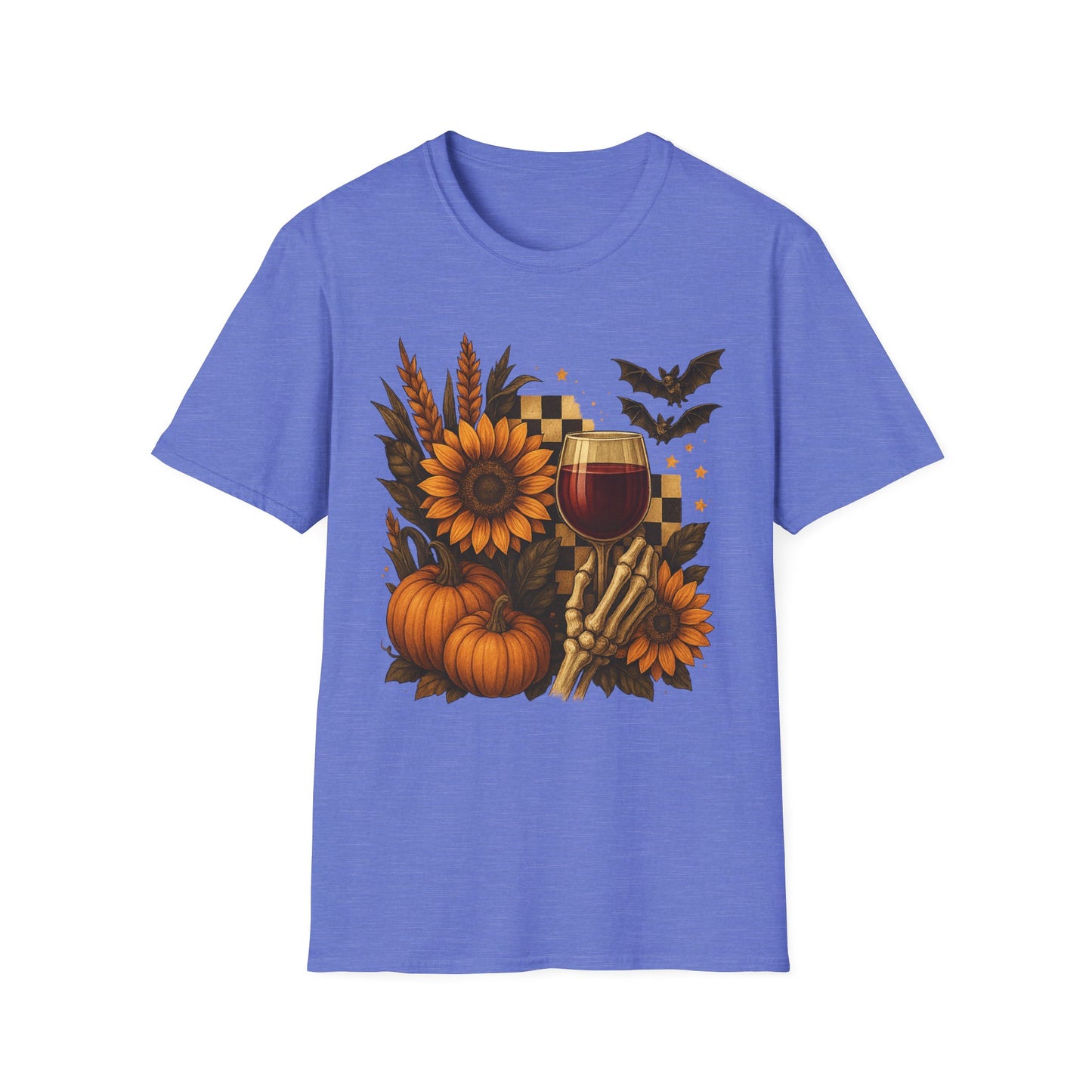 Halloween, Autumn Floral Skeleton Hand with Wine Glass Tee-Shirt