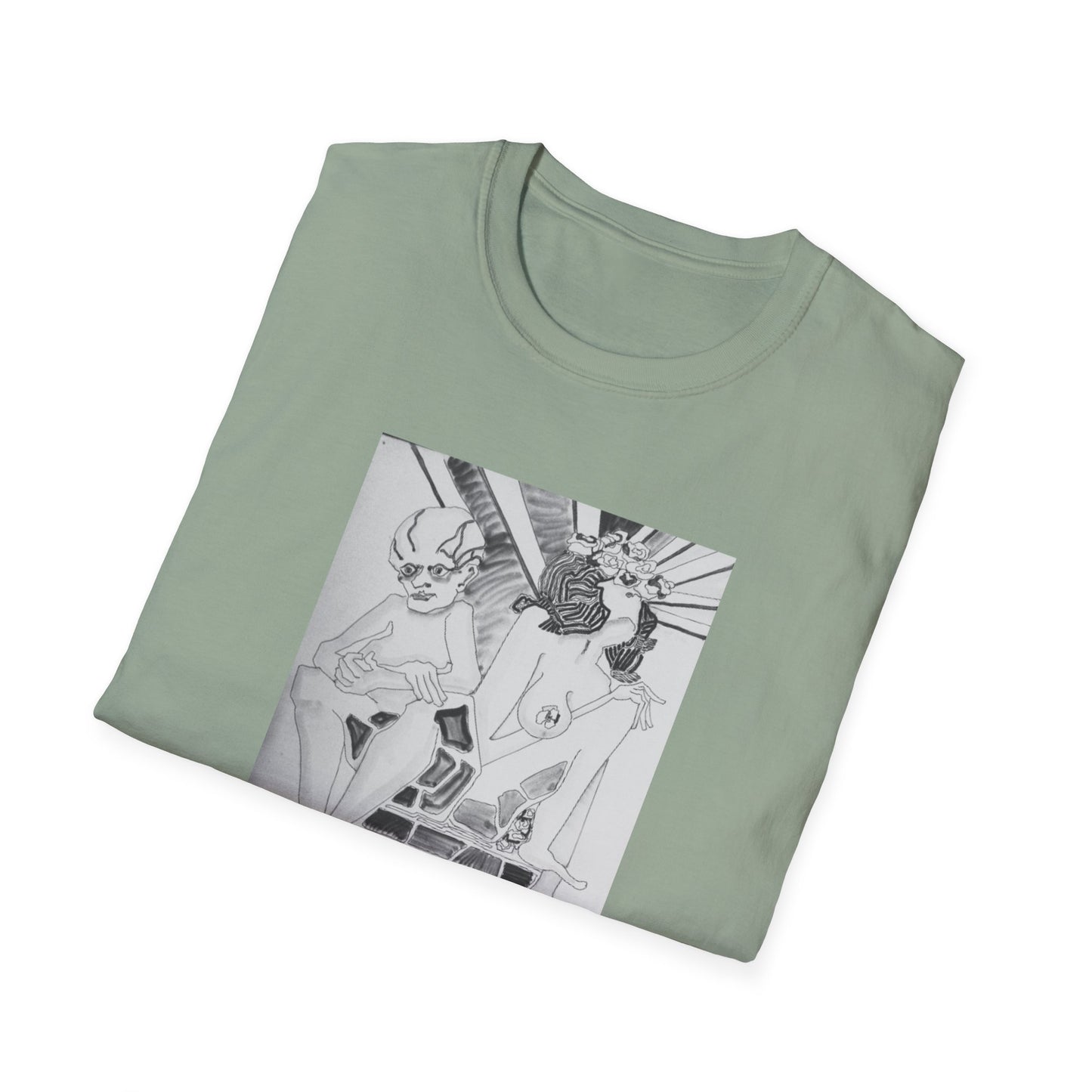 Authentic 1960s Pen and Ink Graphic Tee-Shirt - "Quest for a Smile"