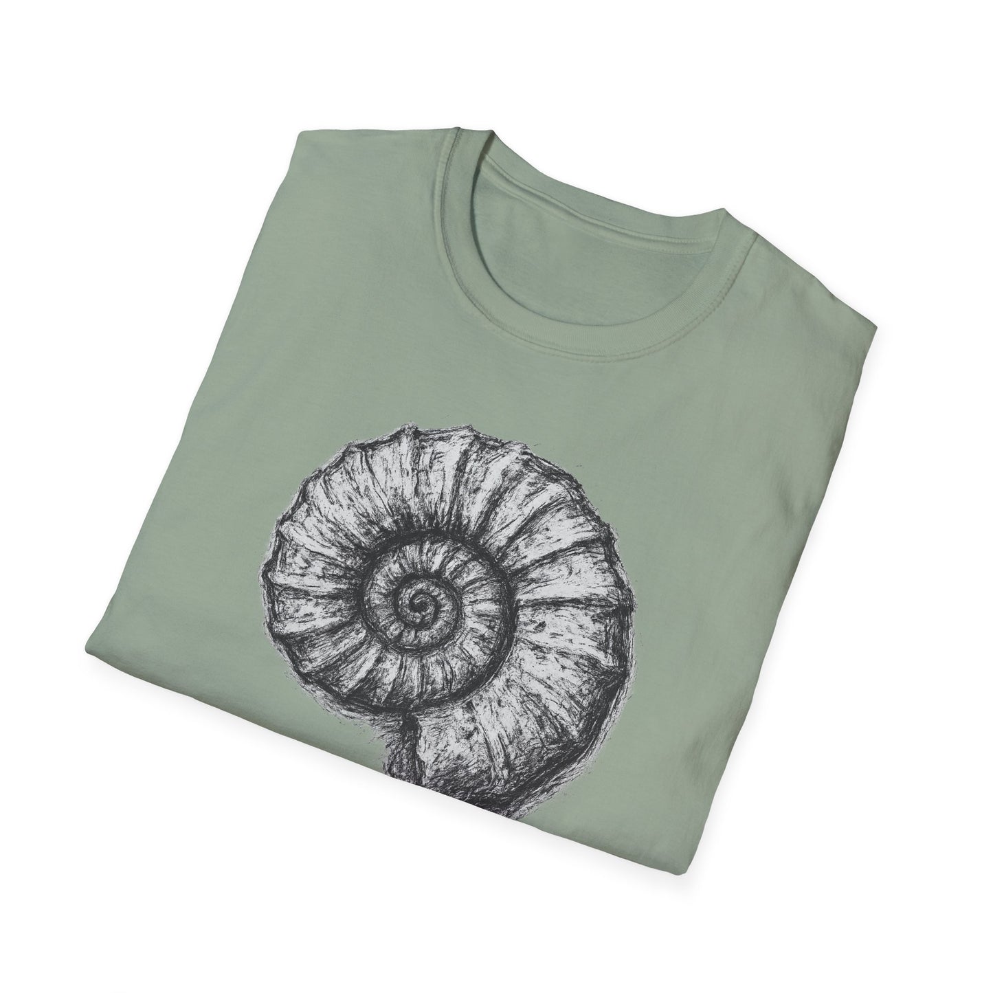 Ammonite Fossil-Inspired Graphic Tee-Shirt