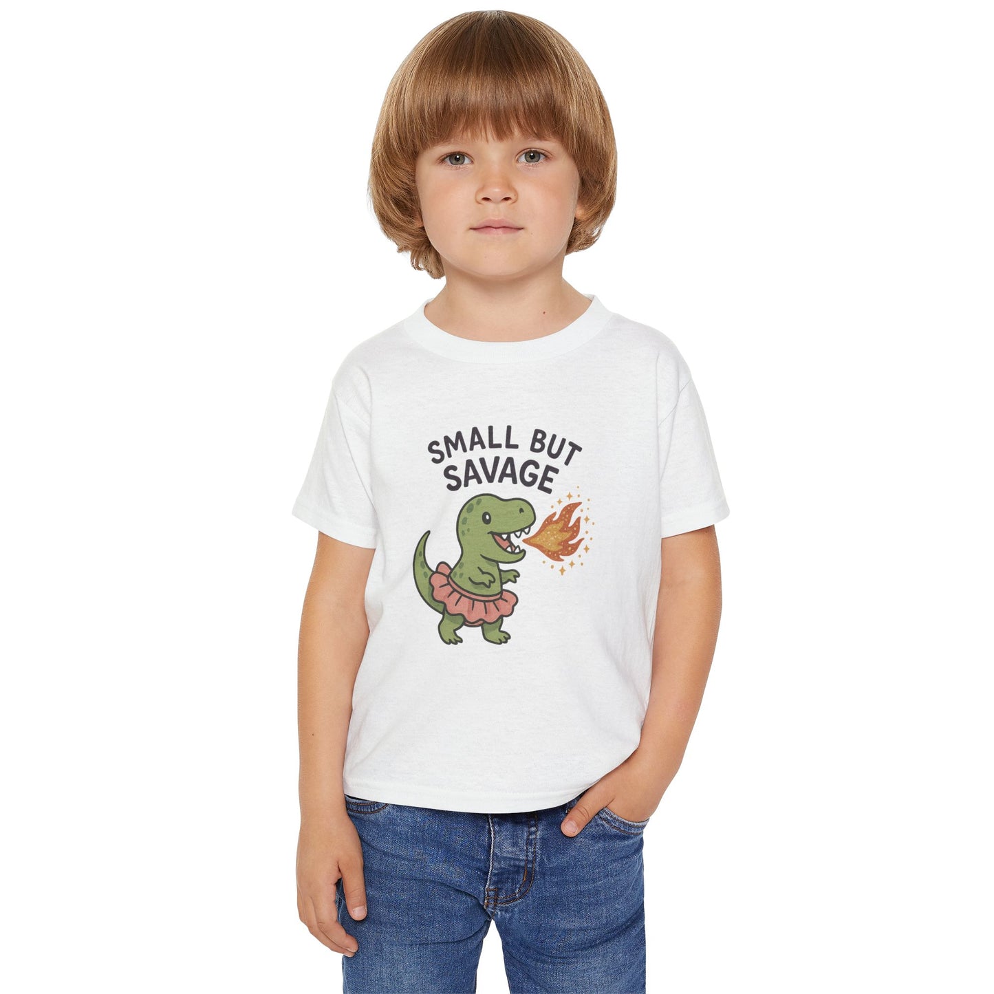 TODDLERS' "Small But Savage", Cute Dinosaur Tee