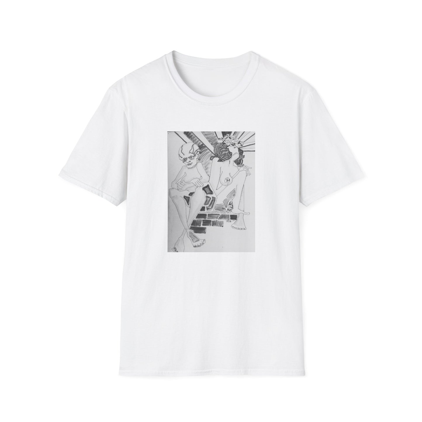 Authentic 1960s Pen and Ink Graphic Tee-Shirt - "Quest for a Smile"