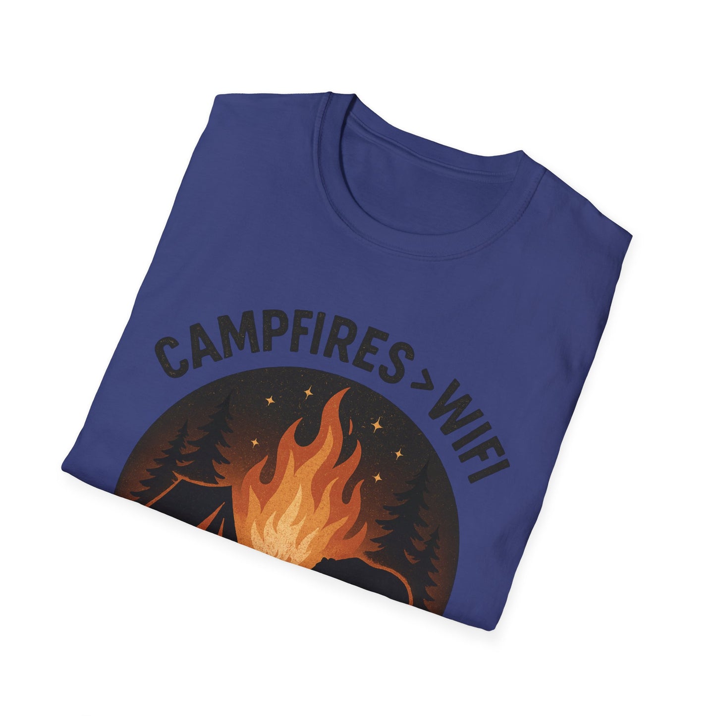 Campfire Over Wifi Vibes Graphic Tee-Shirt