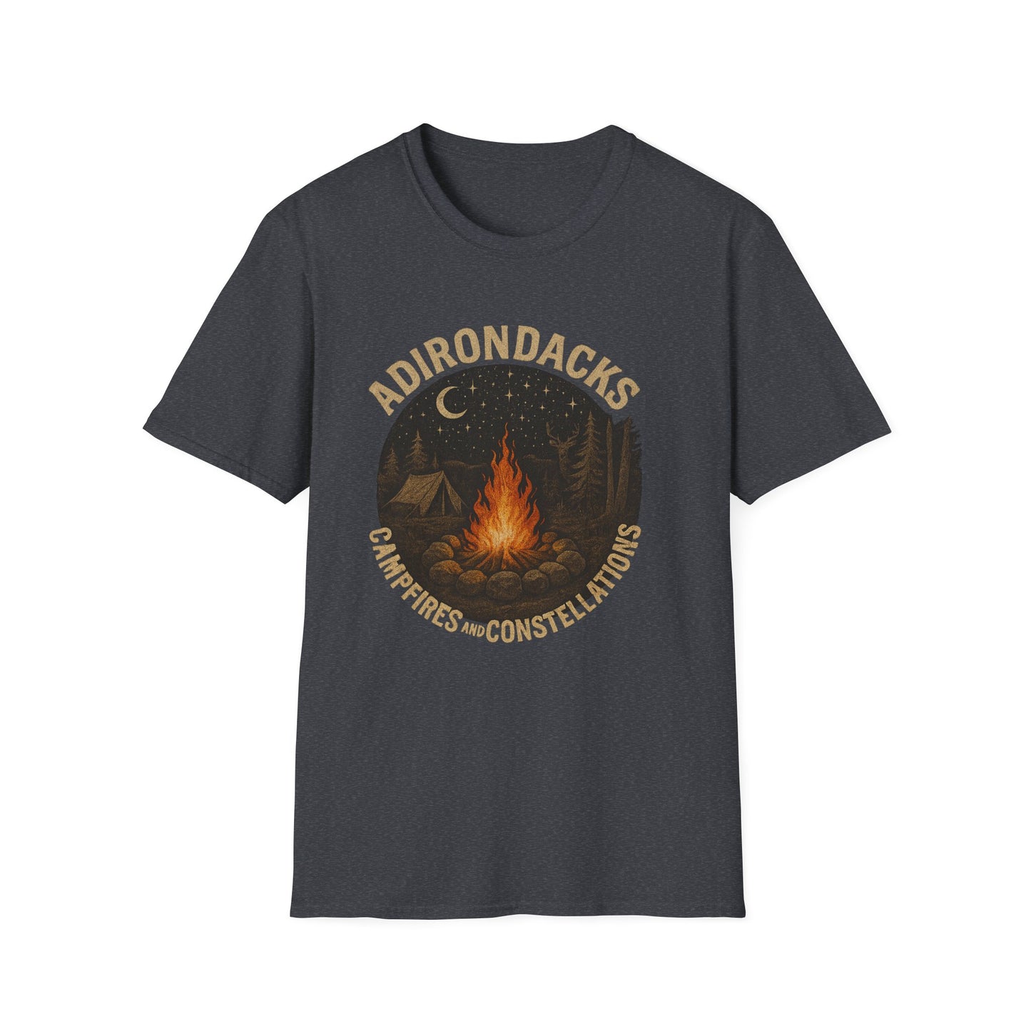 Adirondacks Outdoorsman Softstyle Tee-Shirt - "Campfires and Constellations"