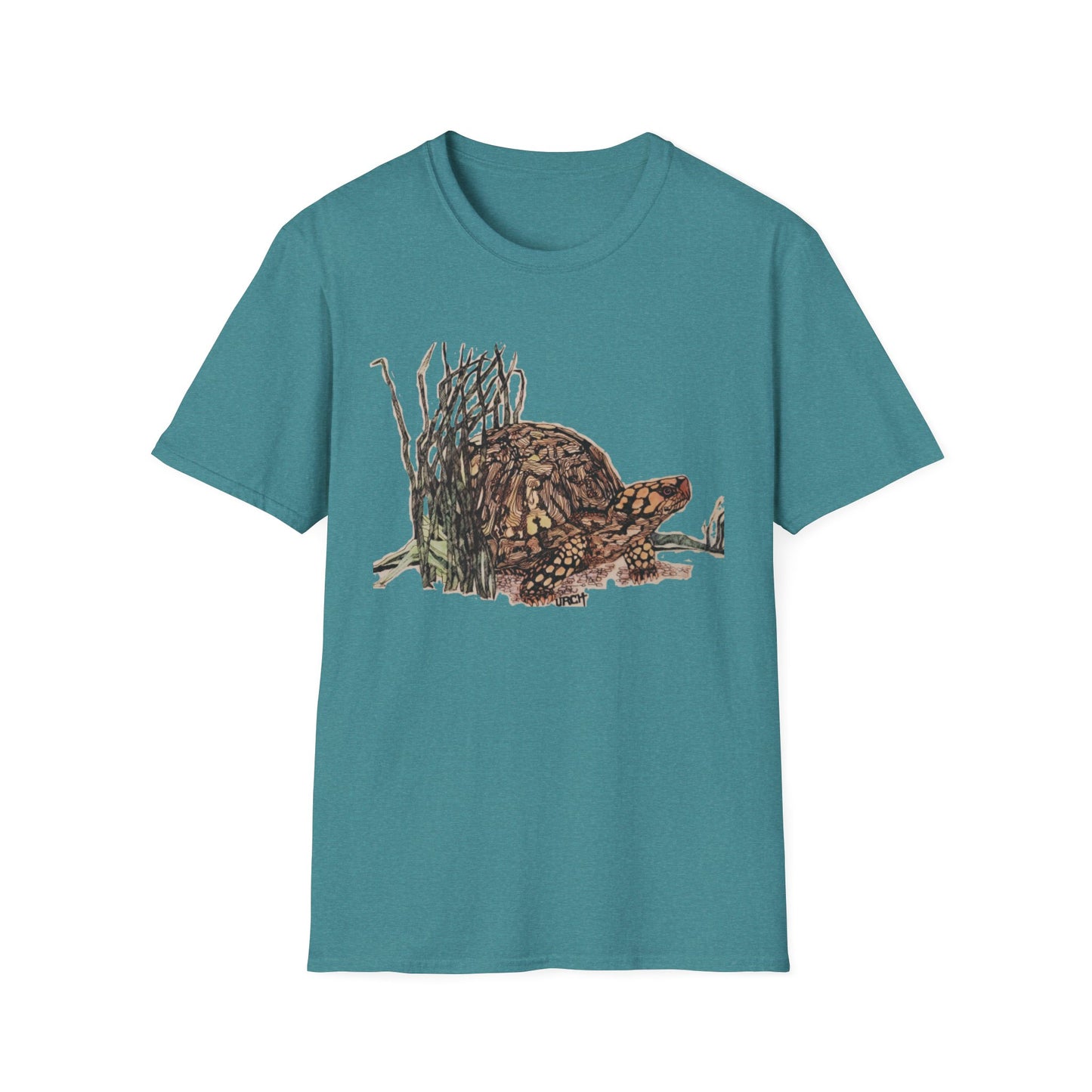 Custom Pen and Ink Artwork, Nature Scene Tee-Shirt - "Turtle Run"