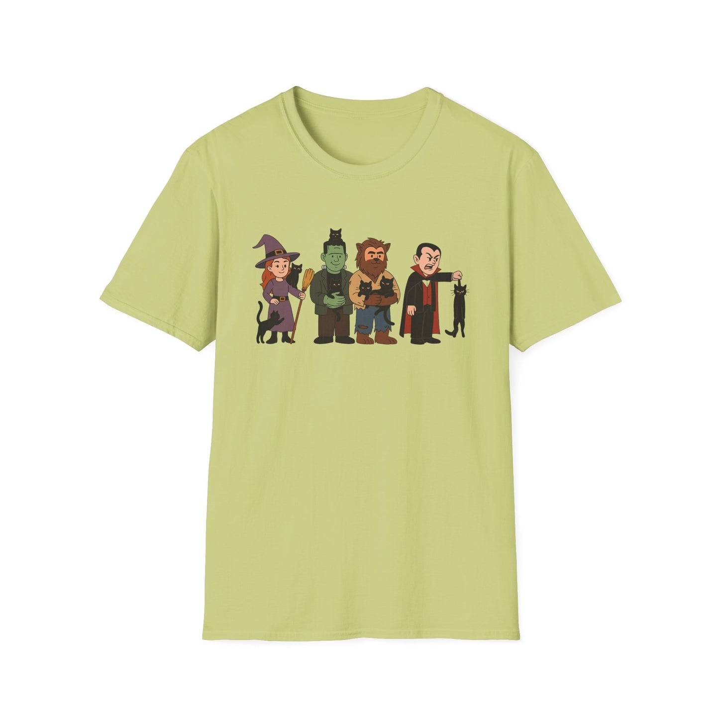 Playful Monsters Holding Cats Halloween Casual Tee-Shirt