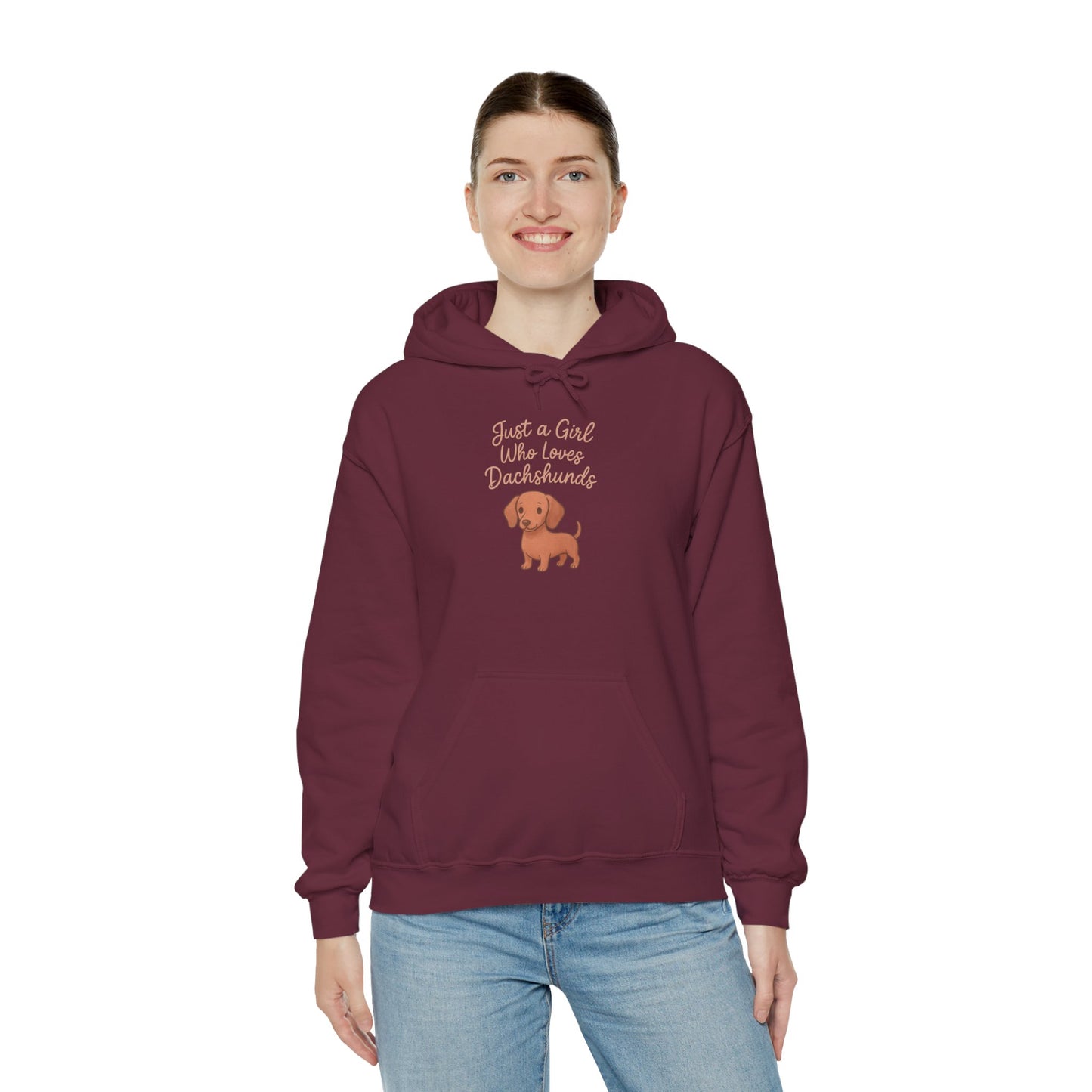 Dachshund Lover Cozy Hoodie - "Just a Girl Who Loves Dachshunds"