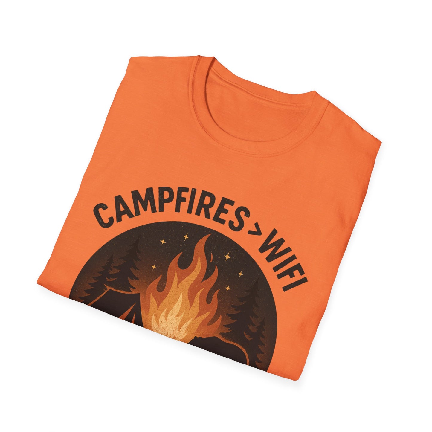 Campfire Over Wifi Vibes Graphic Tee-Shirt