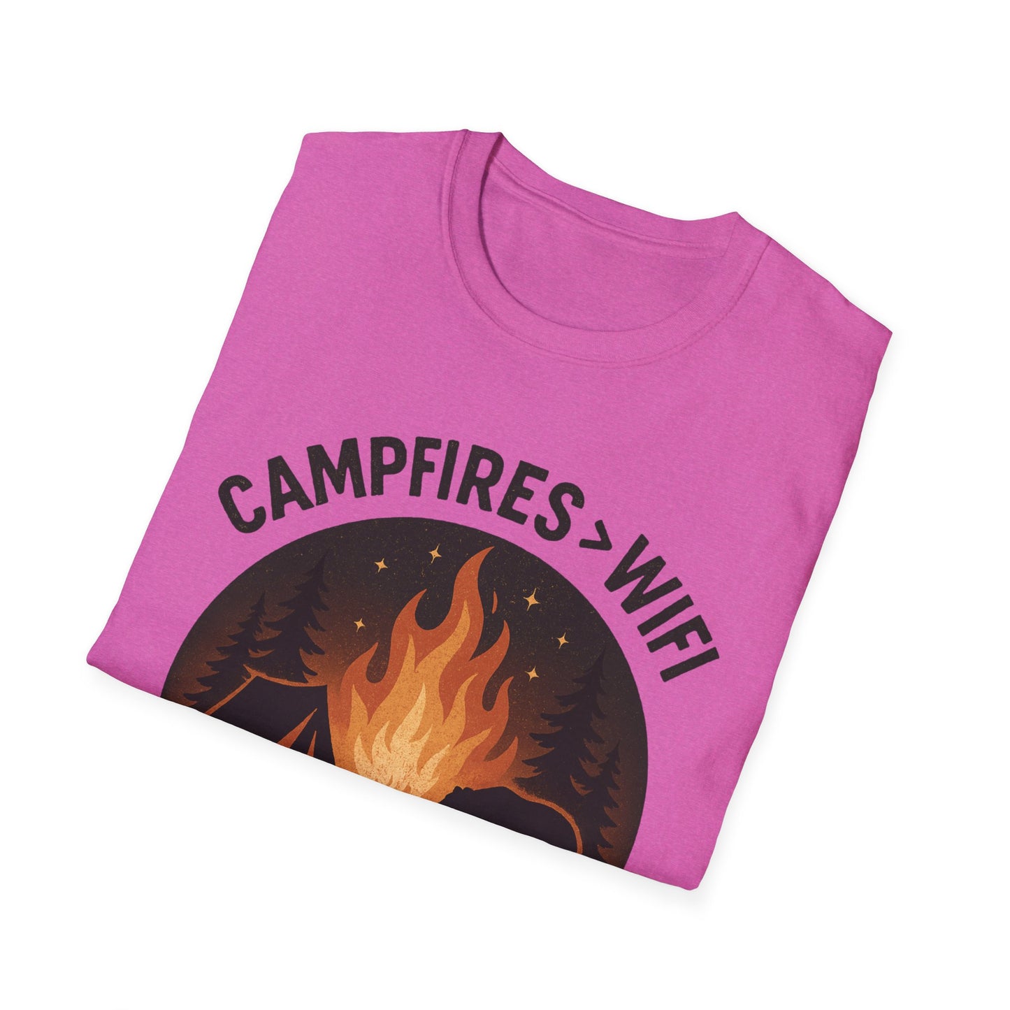 Campfire Over Wifi Vibes Graphic Tee-Shirt