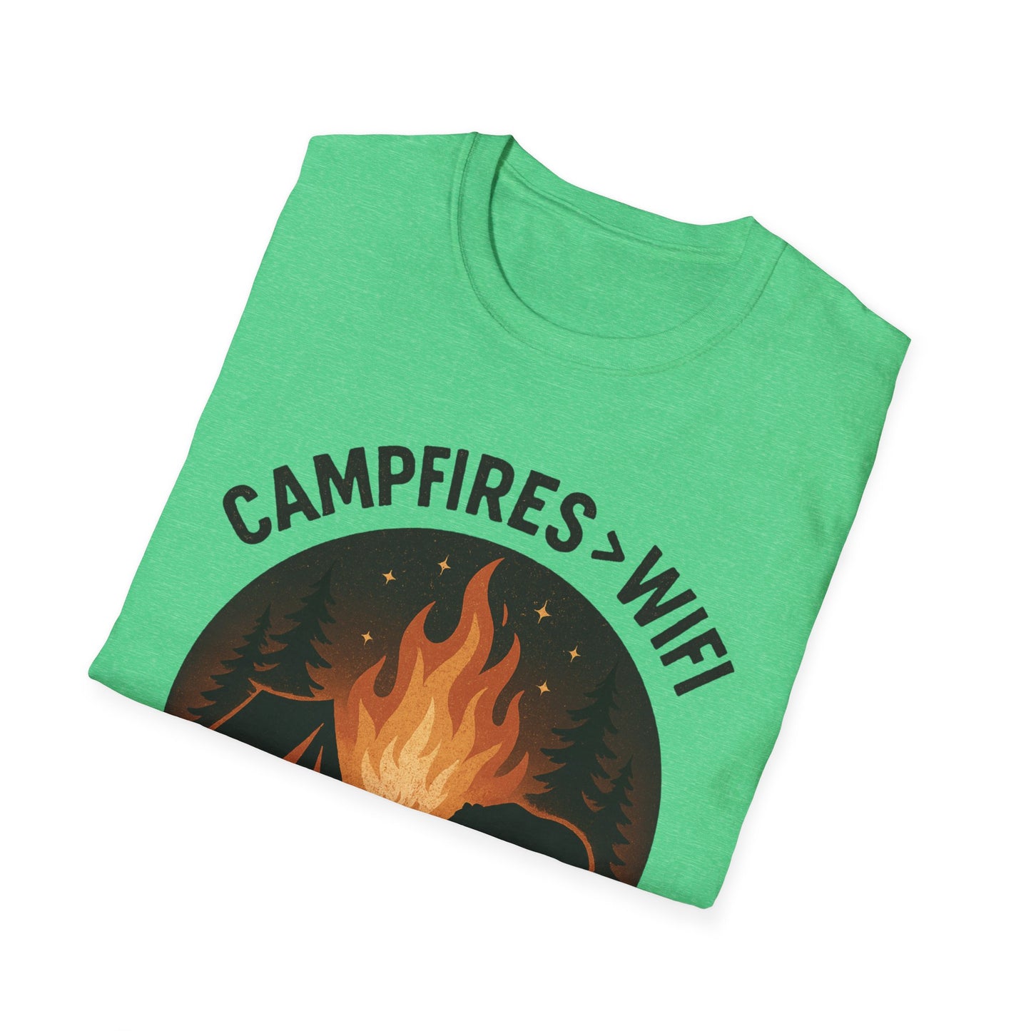 Campfire Over Wifi Vibes Graphic Tee-Shirt