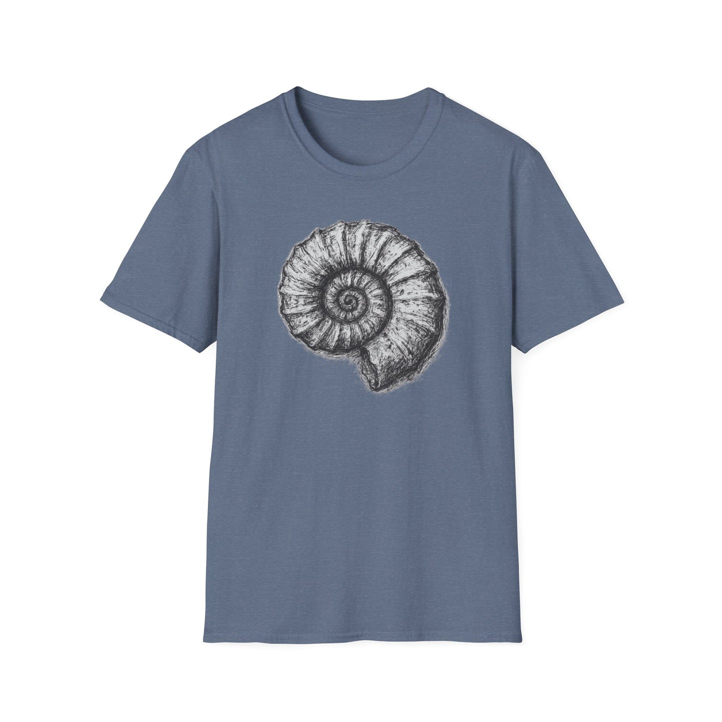 Ammonite Fossil-Inspired Graphic Tee-Shirt