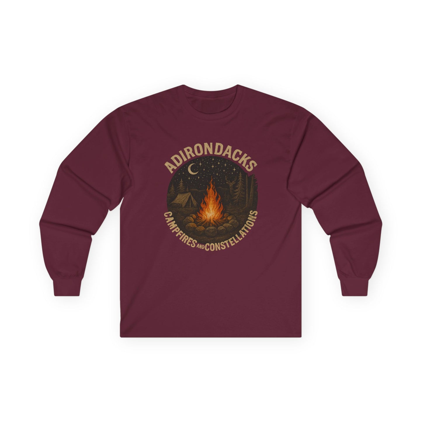 Adirondack Outdoorsman Long Sleeve Tee - "Campfires & Constellations"