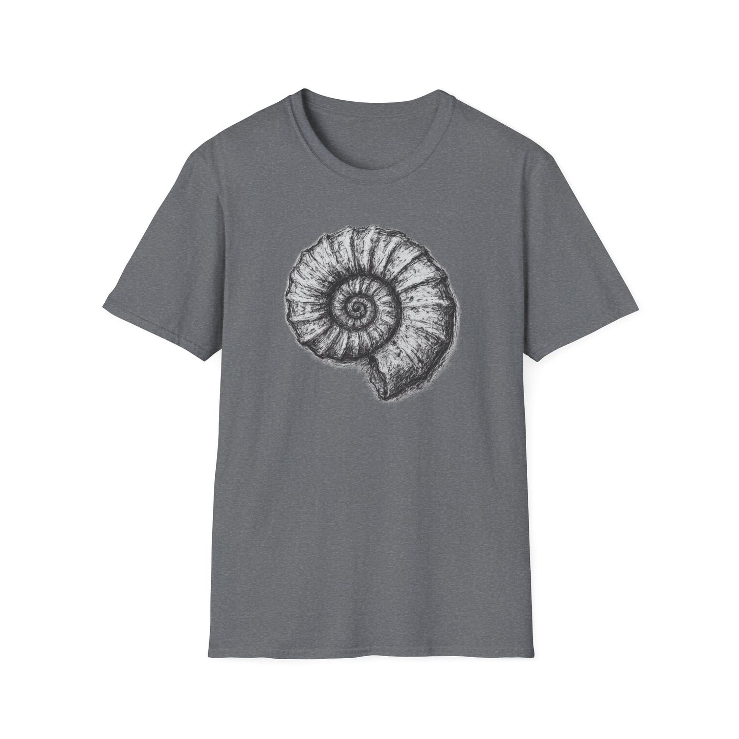 Ammonite Fossil-Inspired Graphic Tee-Shirt