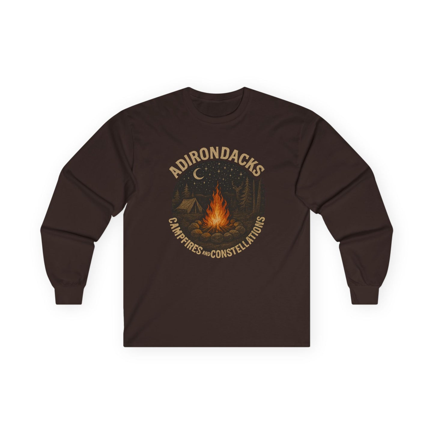 Adirondack Outdoorsman Long Sleeve Tee - "Campfires & Constellations"