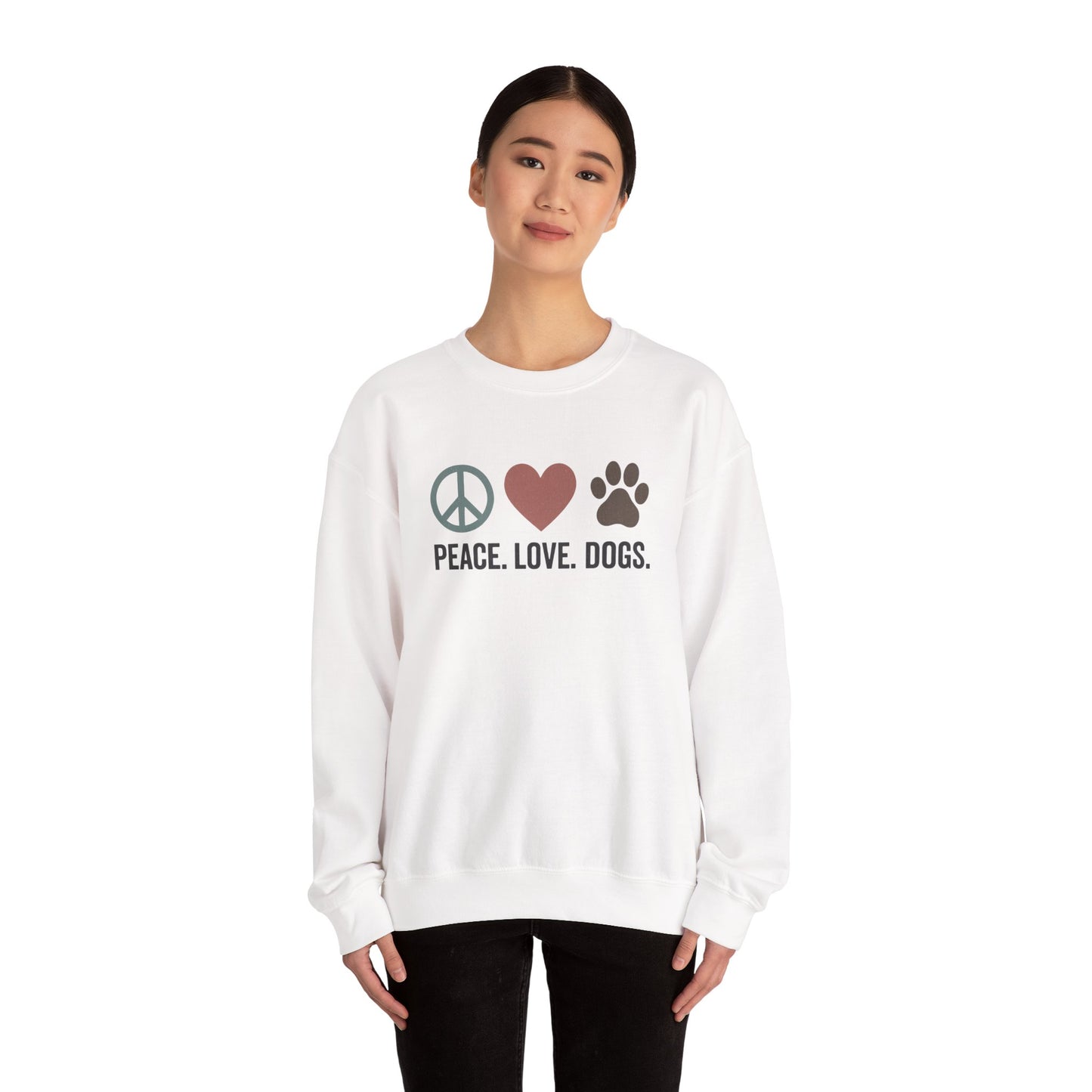 "Peace Love Dogs" Cozy Pet Lover's Crewneck Sweatshirt