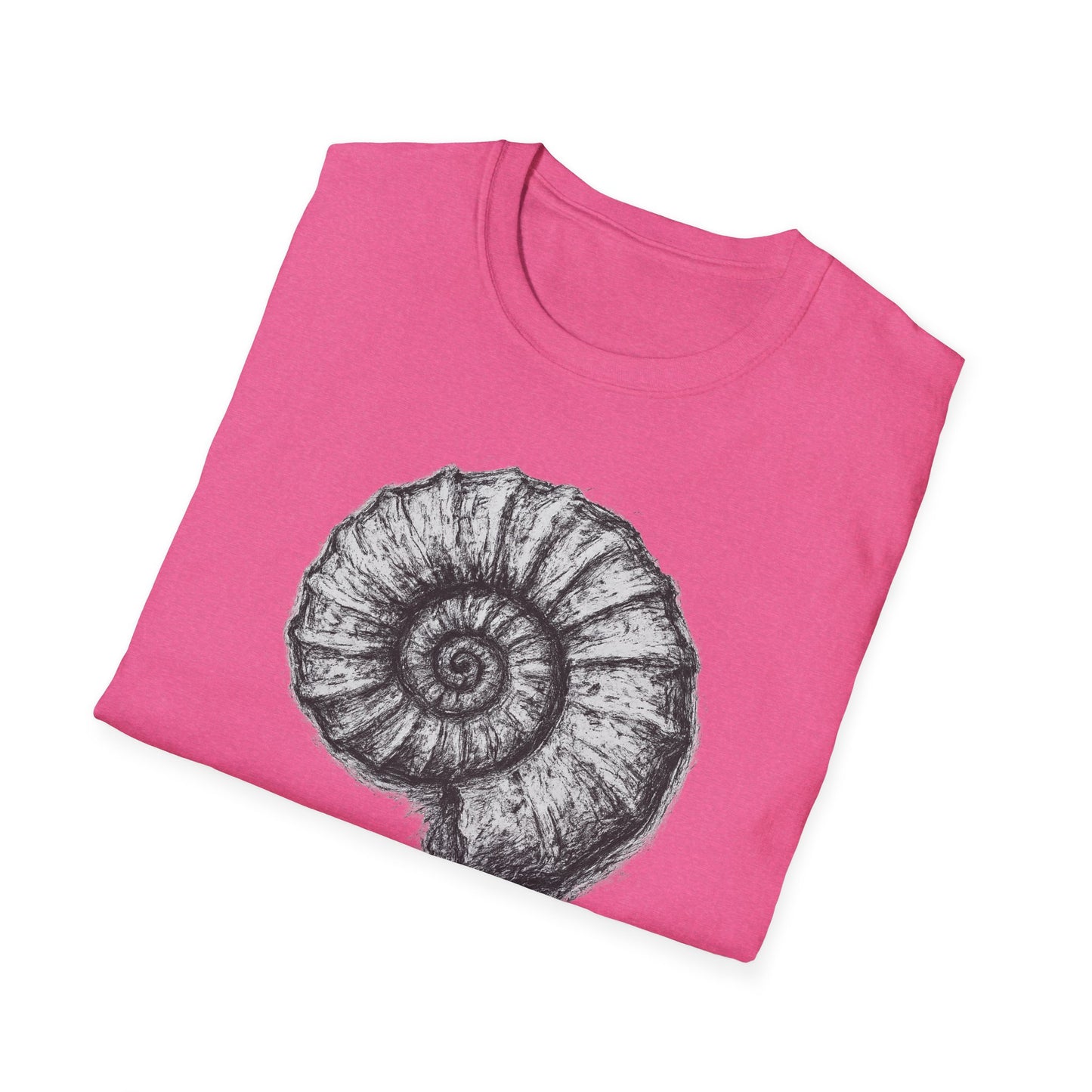 Ammonite Fossil-Inspired Graphic Tee-Shirt