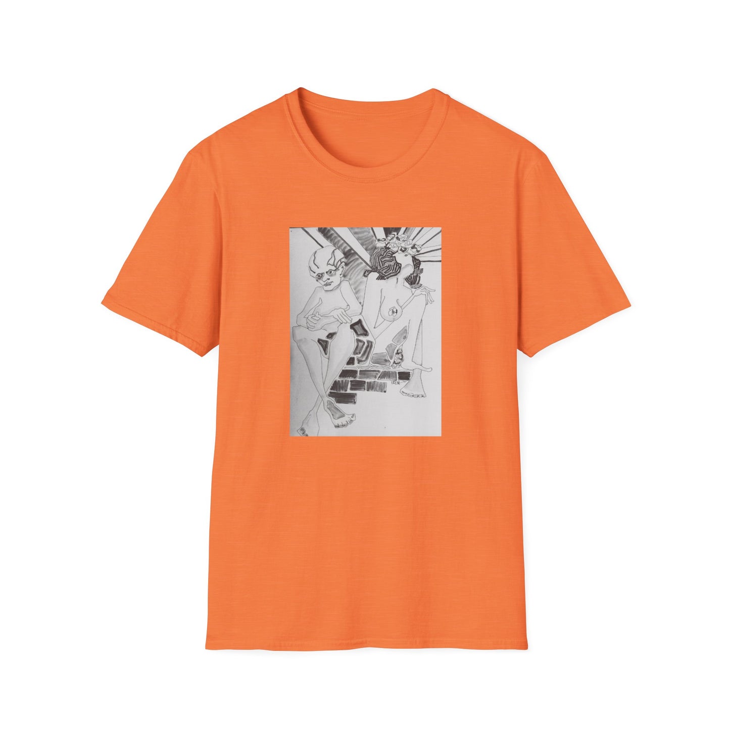 Authentic 1960s Pen and Ink Graphic Tee-Shirt - "Quest for a Smile"