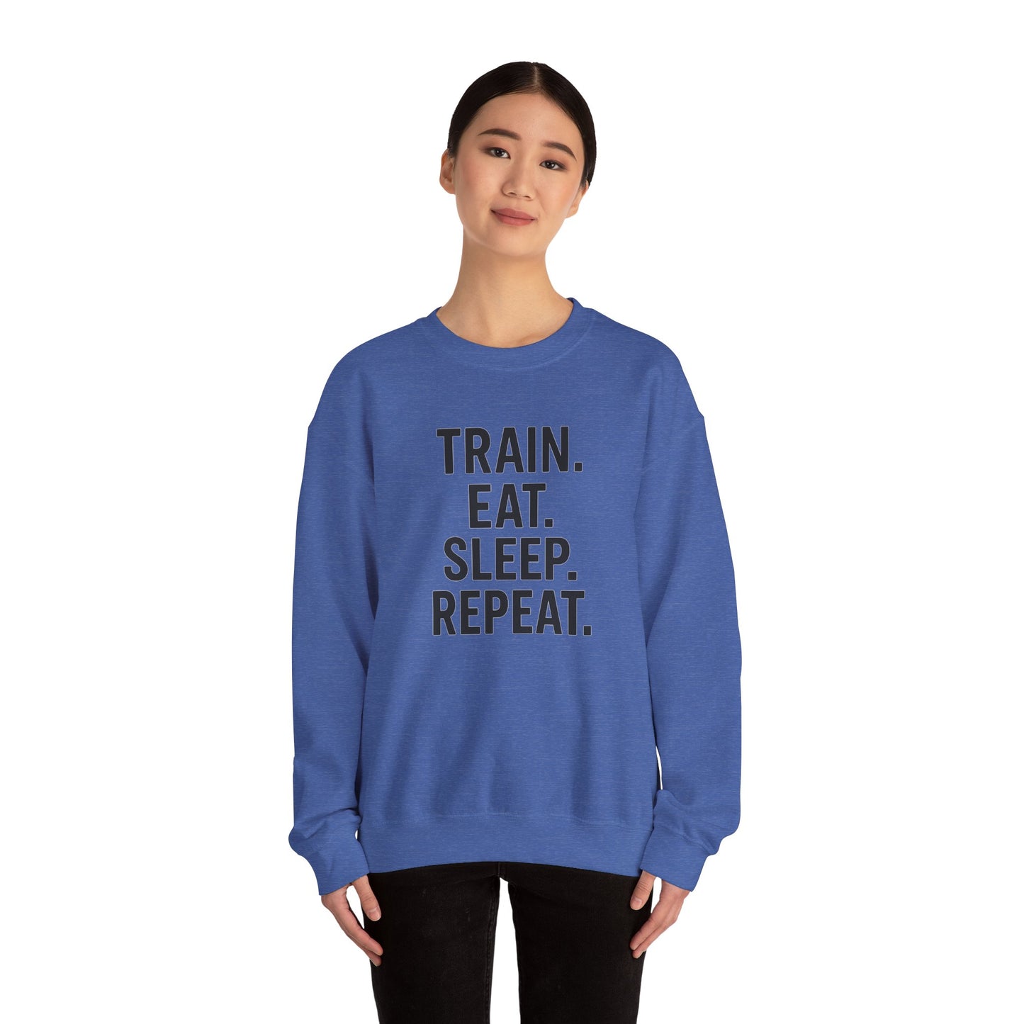 Grit Forge Athletics - "Train. Eat. Sleep. Repeat." Motivational Crewneck Sweatshirt