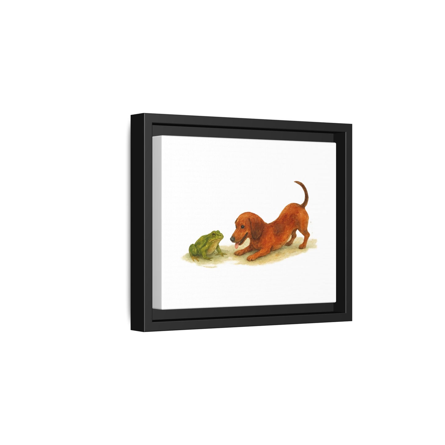 Framed Dog & Frog Art Print, Cute Wall Decor, Pet Lover's Gift, Animal Themed Home Art, Children's Room Decoration, Unique Gift Idea