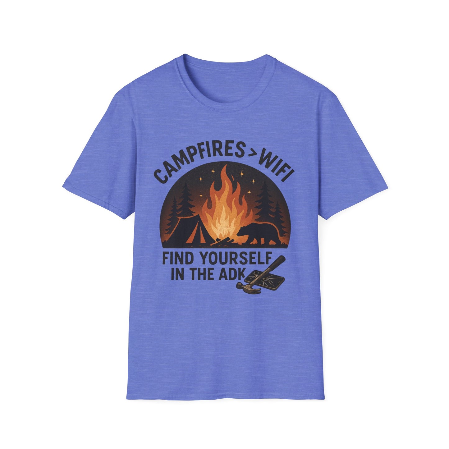 Campfire Over Wifi Vibes Graphic Tee-Shirt