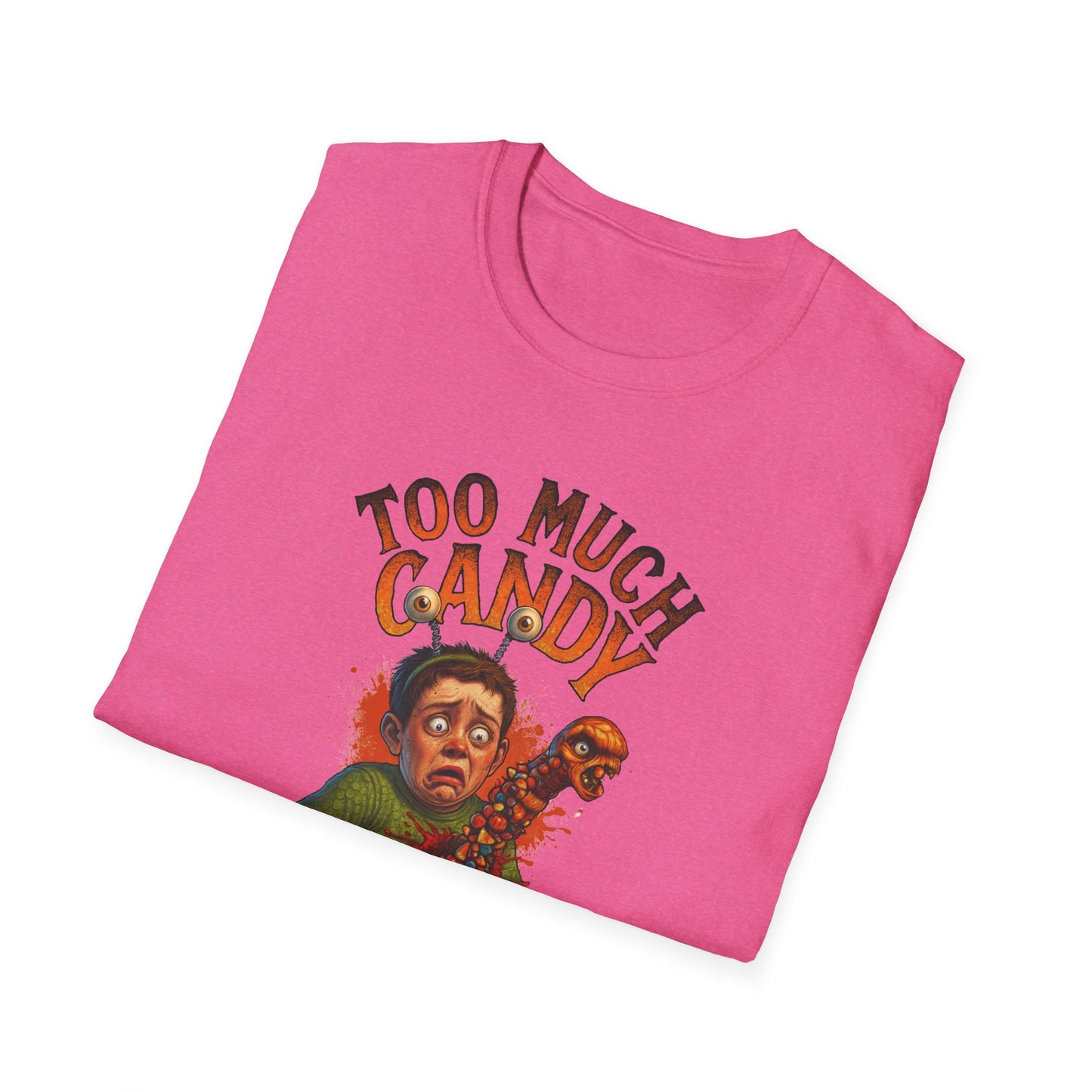 Halloween Alien Chest Buster "Too Much Candy" Graphic Tee Shirt