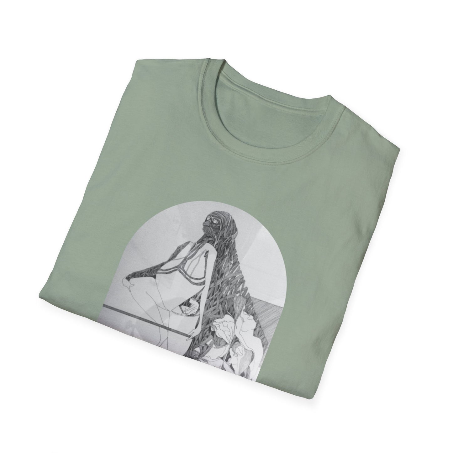Creative and Whimsical 1960s Pen and Ink Art Tee- "Runes of Regret"