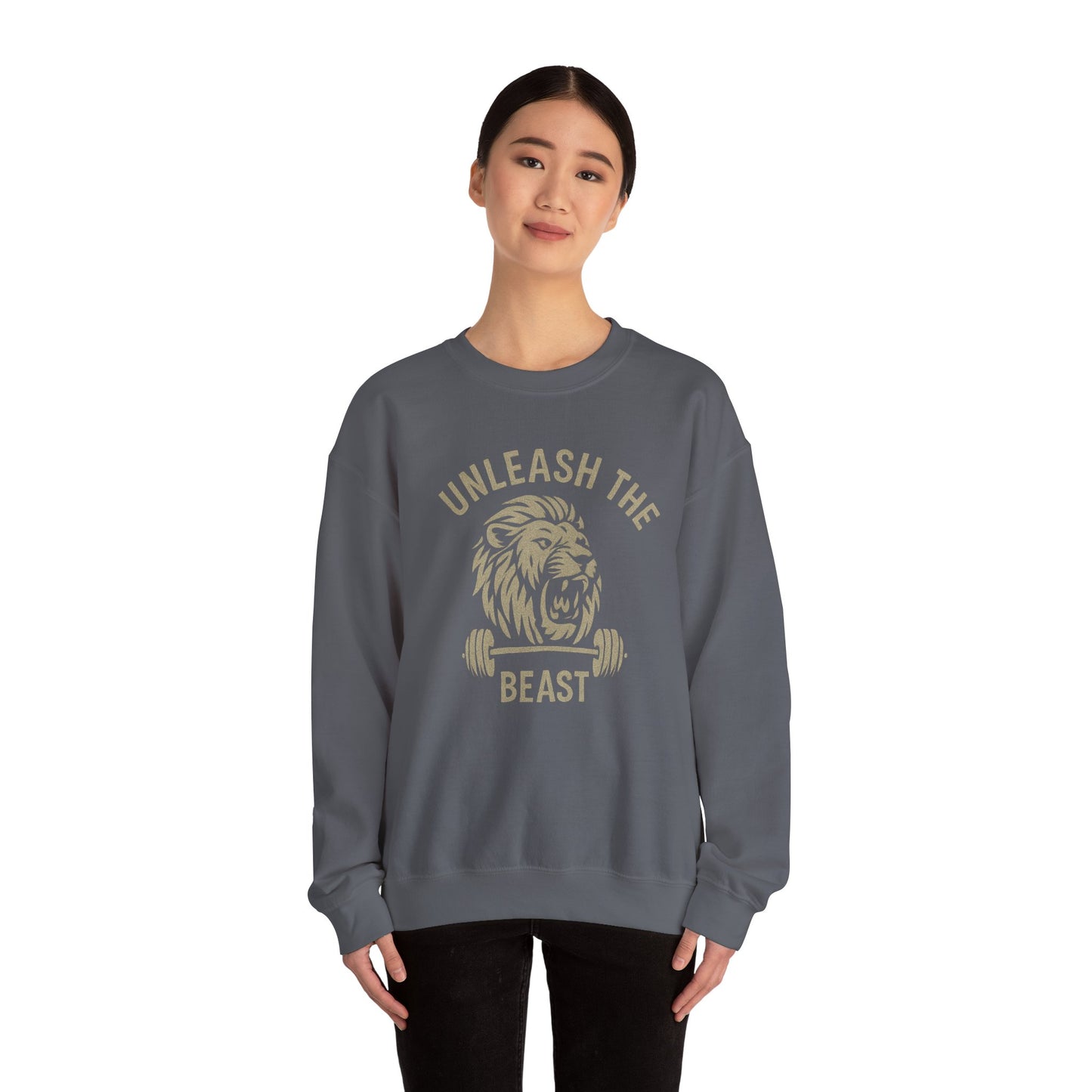Grit Forge Athletics - Unleash the Beast Motivational Crewneck Sweatshirt
