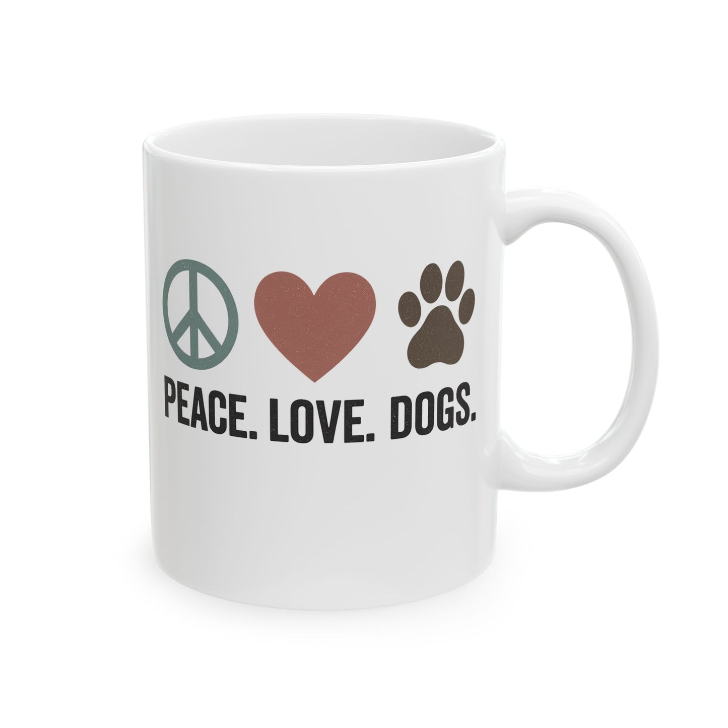 Peace, Love, Dogs Ceramic Mug – Perfect Gift for Dog Lovers, Animal Lovers, Pet Owners, Coffee Enthusiasts, Cozy Mornings