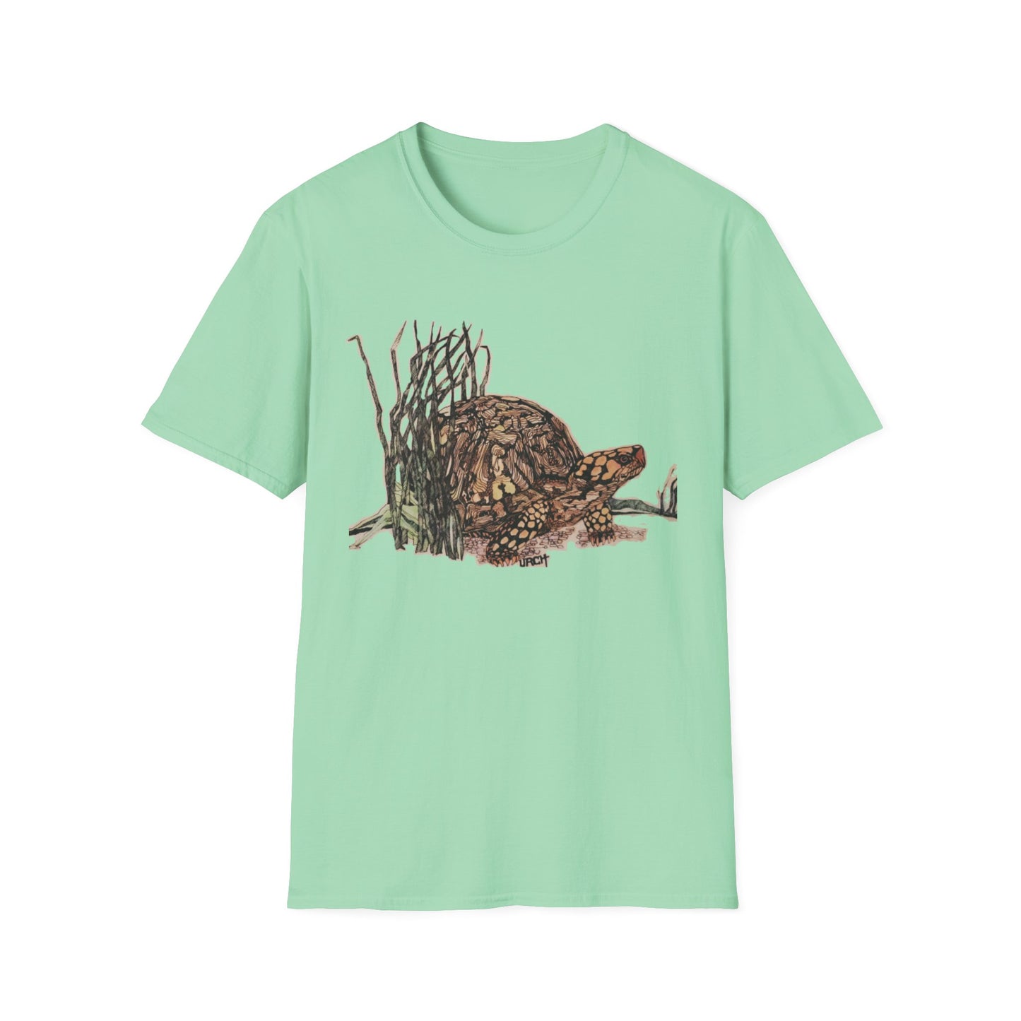 Custom Pen and Ink Artwork, Nature Scene Tee-Shirt - "Turtle Run"