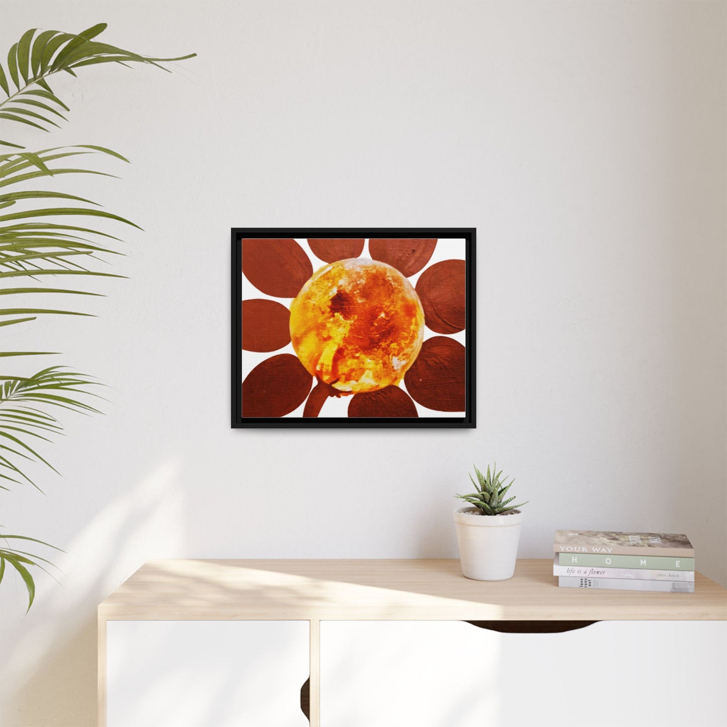 Framed Flower Canvas 1960s Original Art Print - "Sol, Cradle of Life"