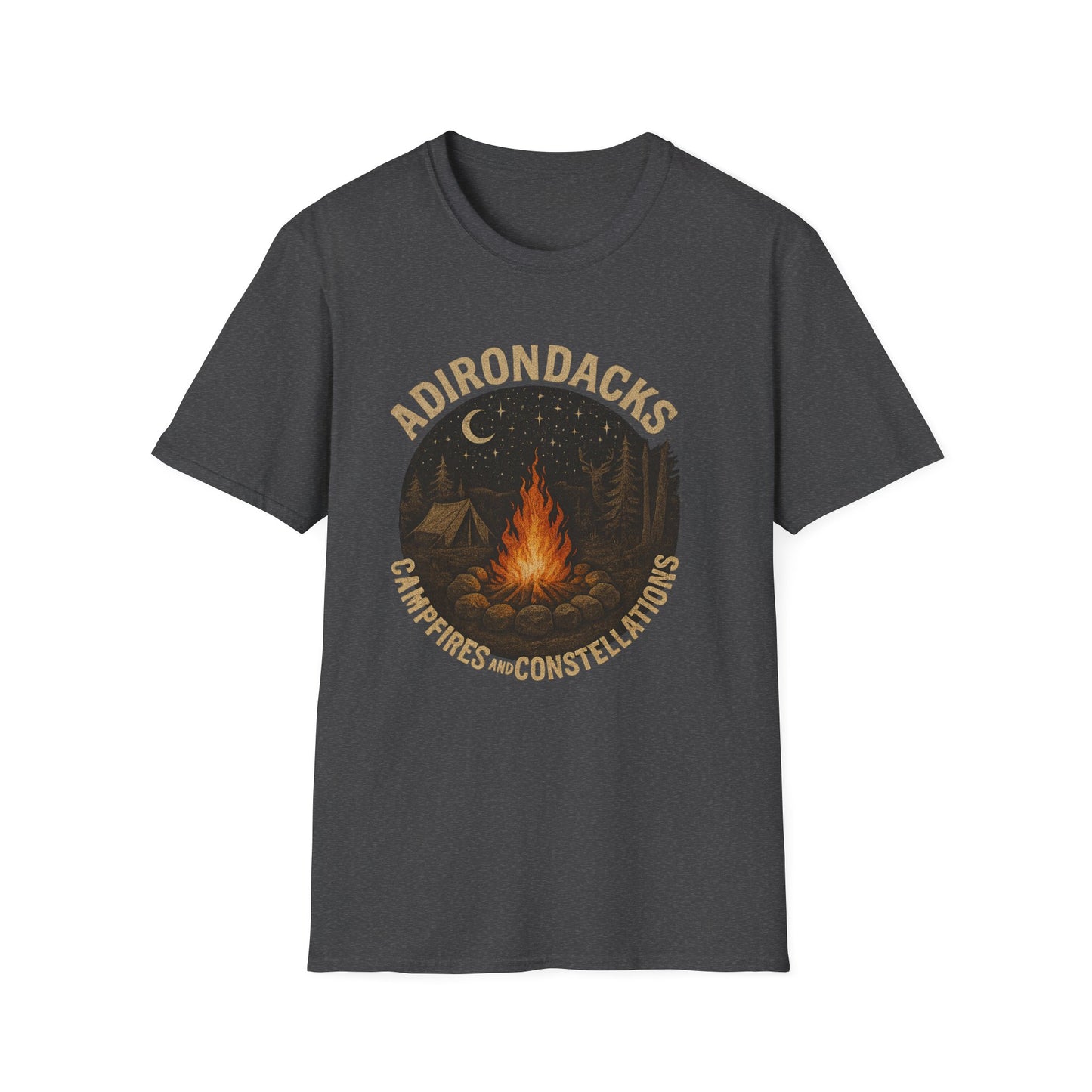 Adirondacks Outdoorsman Softstyle Tee-Shirt - "Campfires and Constellations"