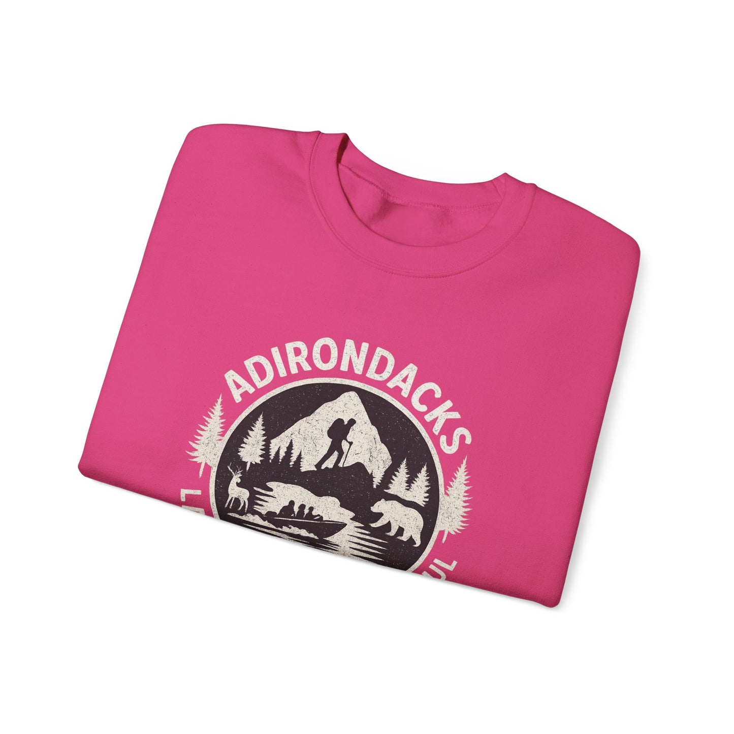 Cozy Adirondack Lake Life Crewneck Sweatshirt - "Lake Life, Mountain Soul"