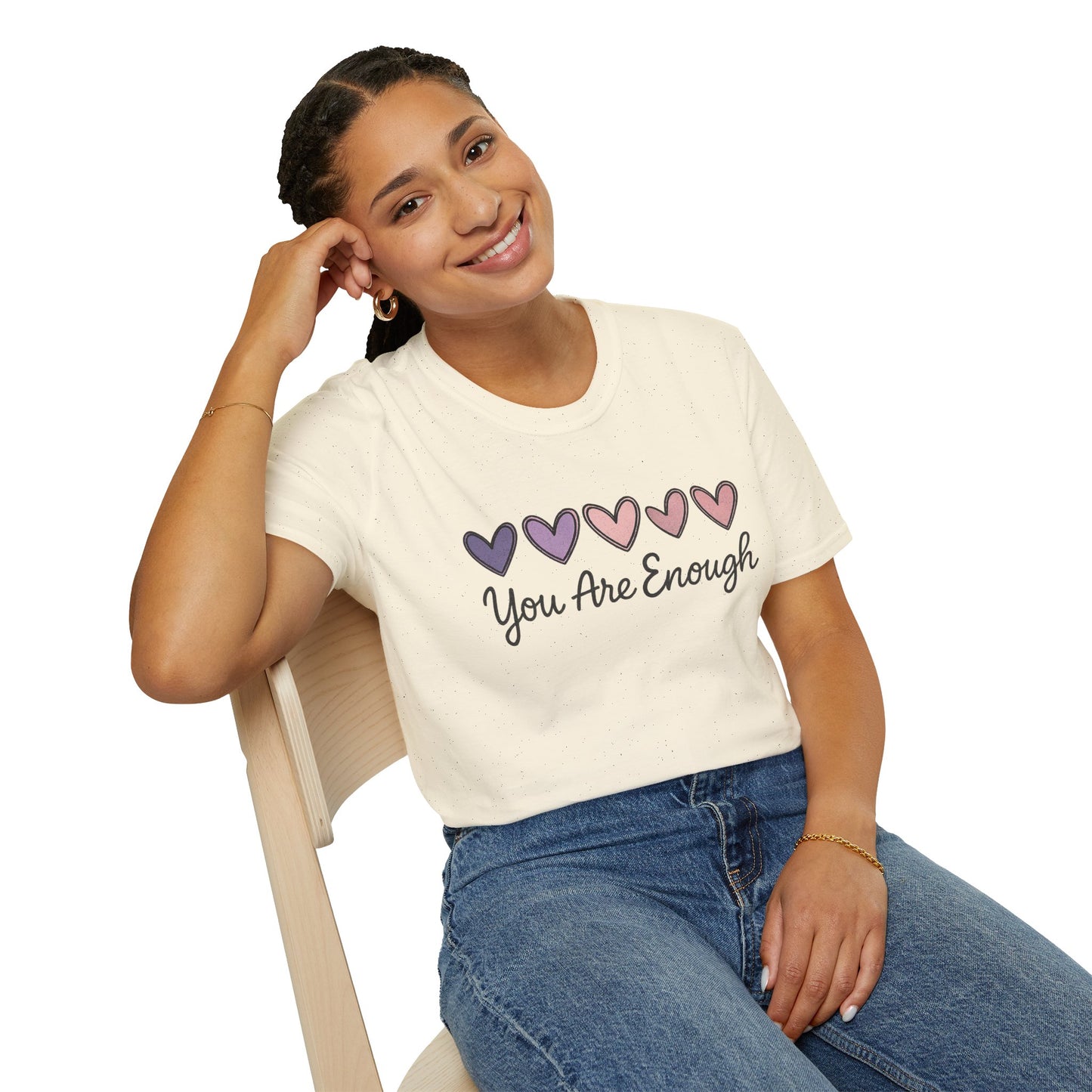 "You Are Enough" Hearts Graphic Women's Softstyle T-Shirt