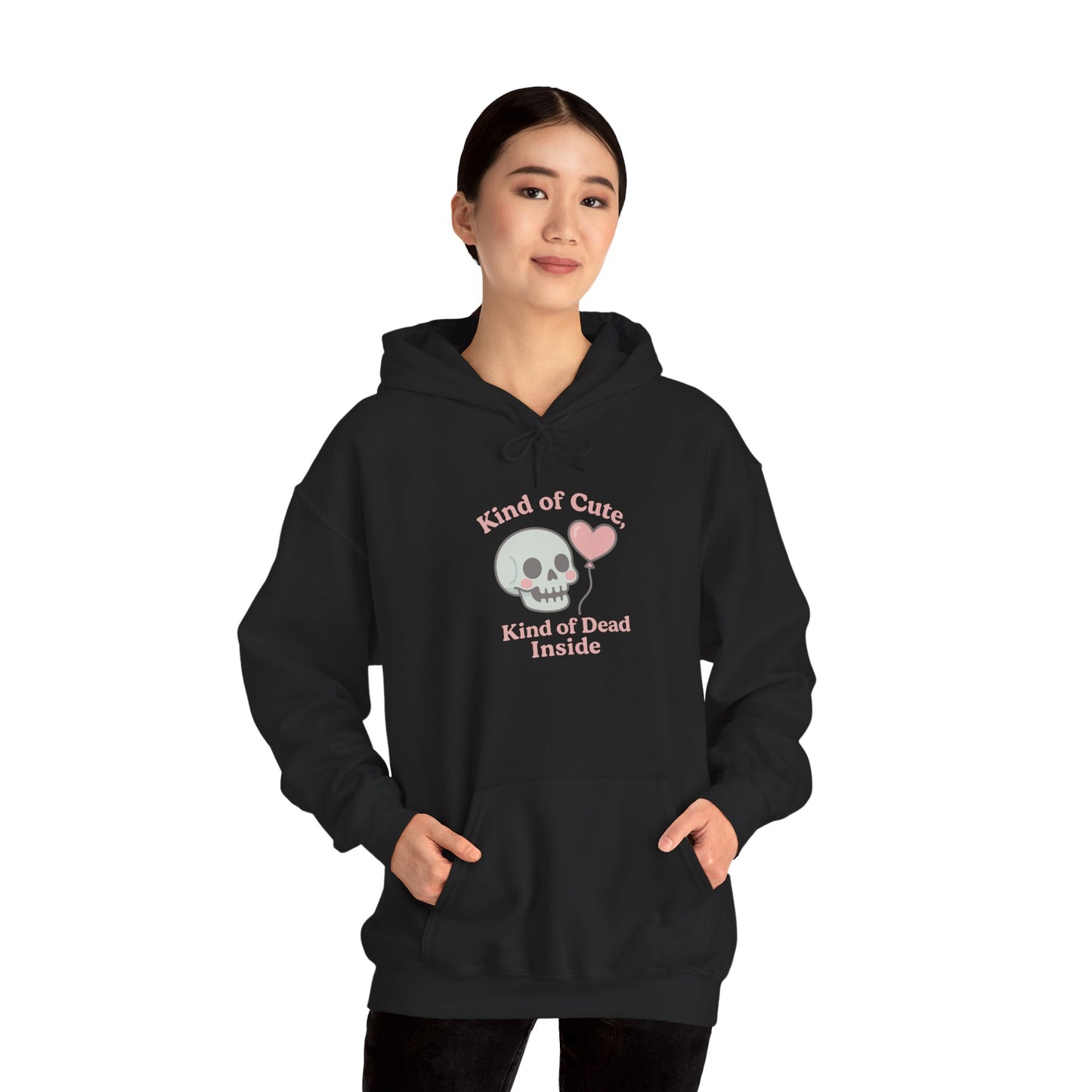 "Kinda Cute, Kinda Dead Inside" Skull/Heart Graphic Hoodie