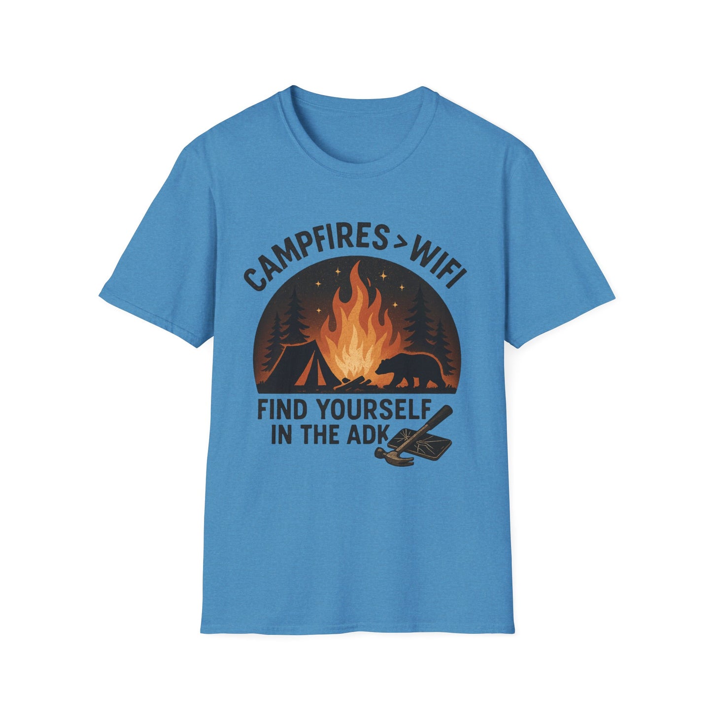 Campfire Over Wifi Vibes Graphic Tee-Shirt