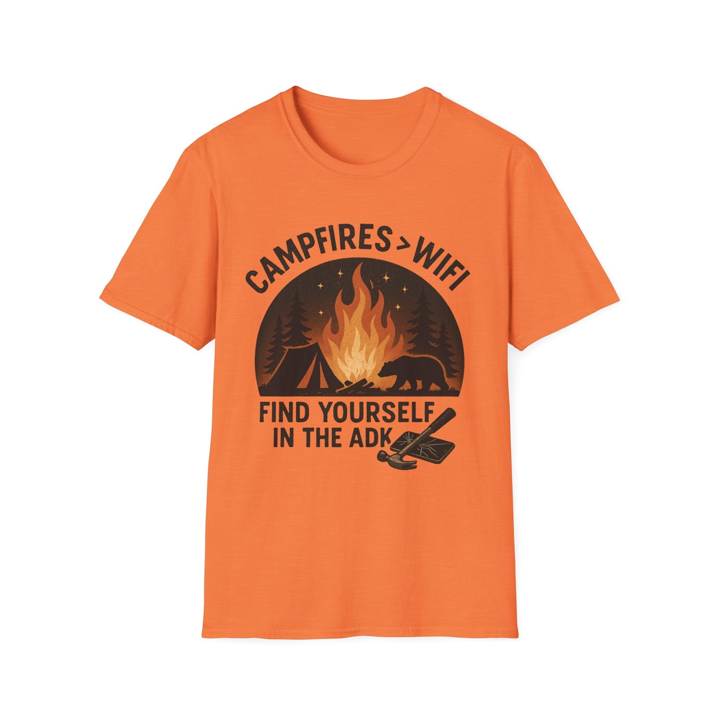 Campfire Over Wifi Vibes Graphic Tee-Shirt