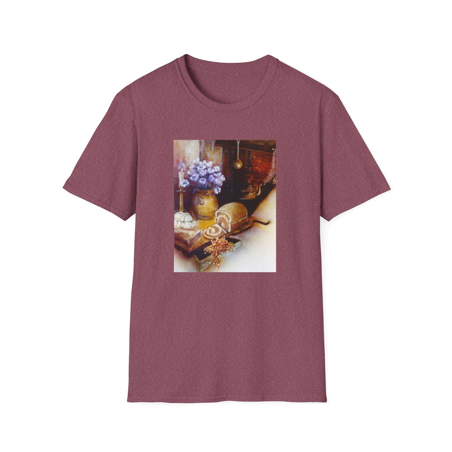 Charming 1960s-Era Original Art Tee Shirt - "Countryside Hearth"