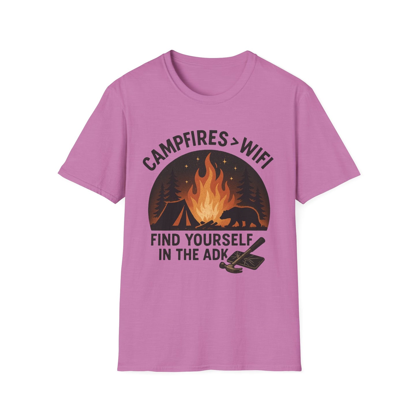 Campfire Over Wifi Vibes Graphic Tee-Shirt