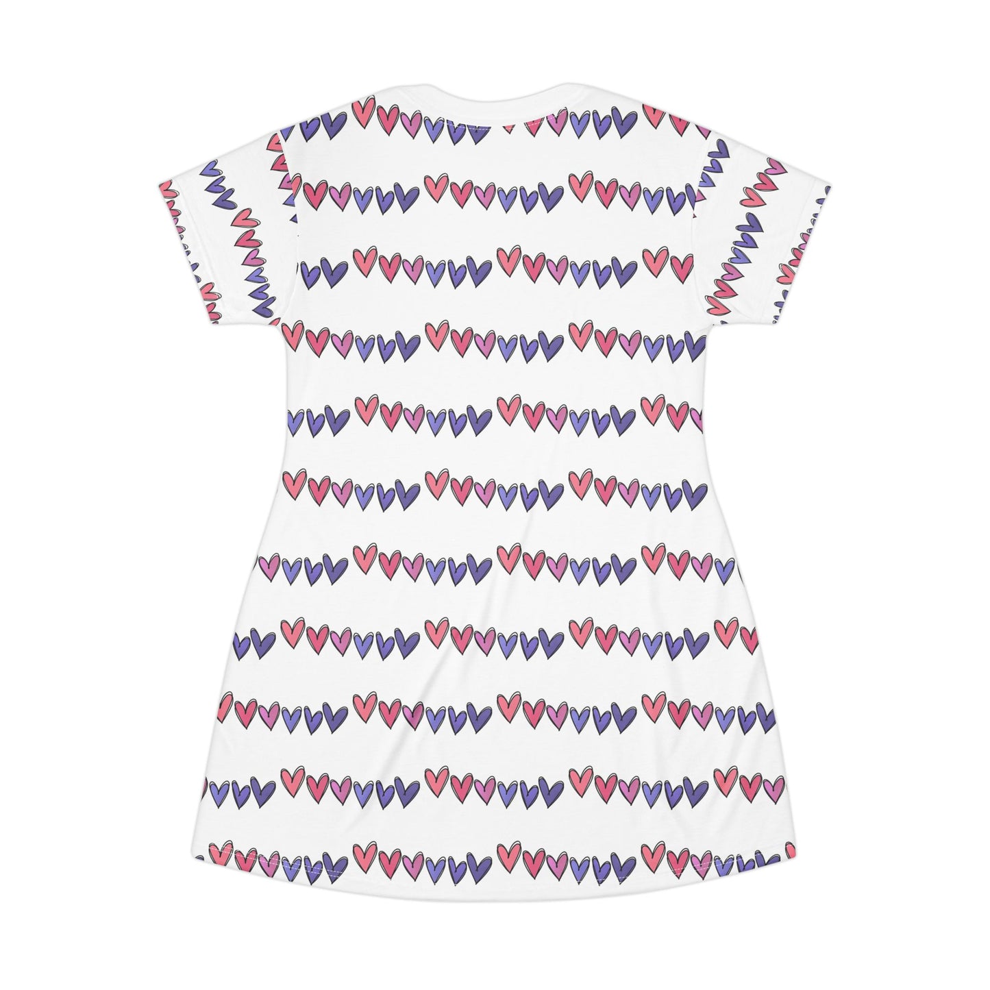 Cute Heart-Pattern Tee-Shirt Bed Dress