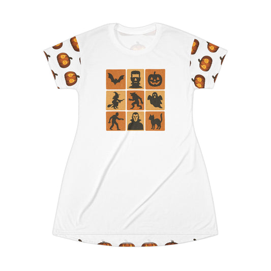 Halloween Graphic Print Tee-Shirt Bed Dress
