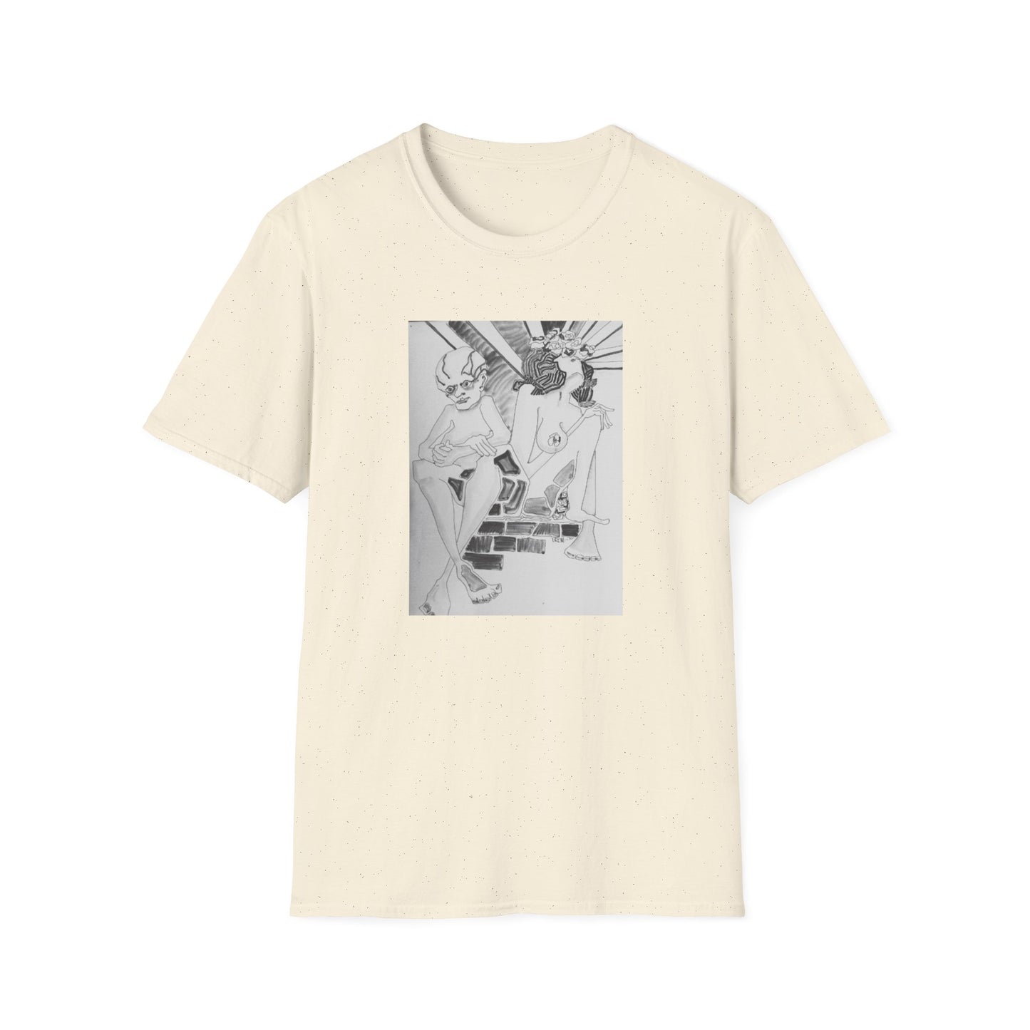 Authentic 1960s Pen and Ink Graphic Tee-Shirt - "Quest for a Smile"