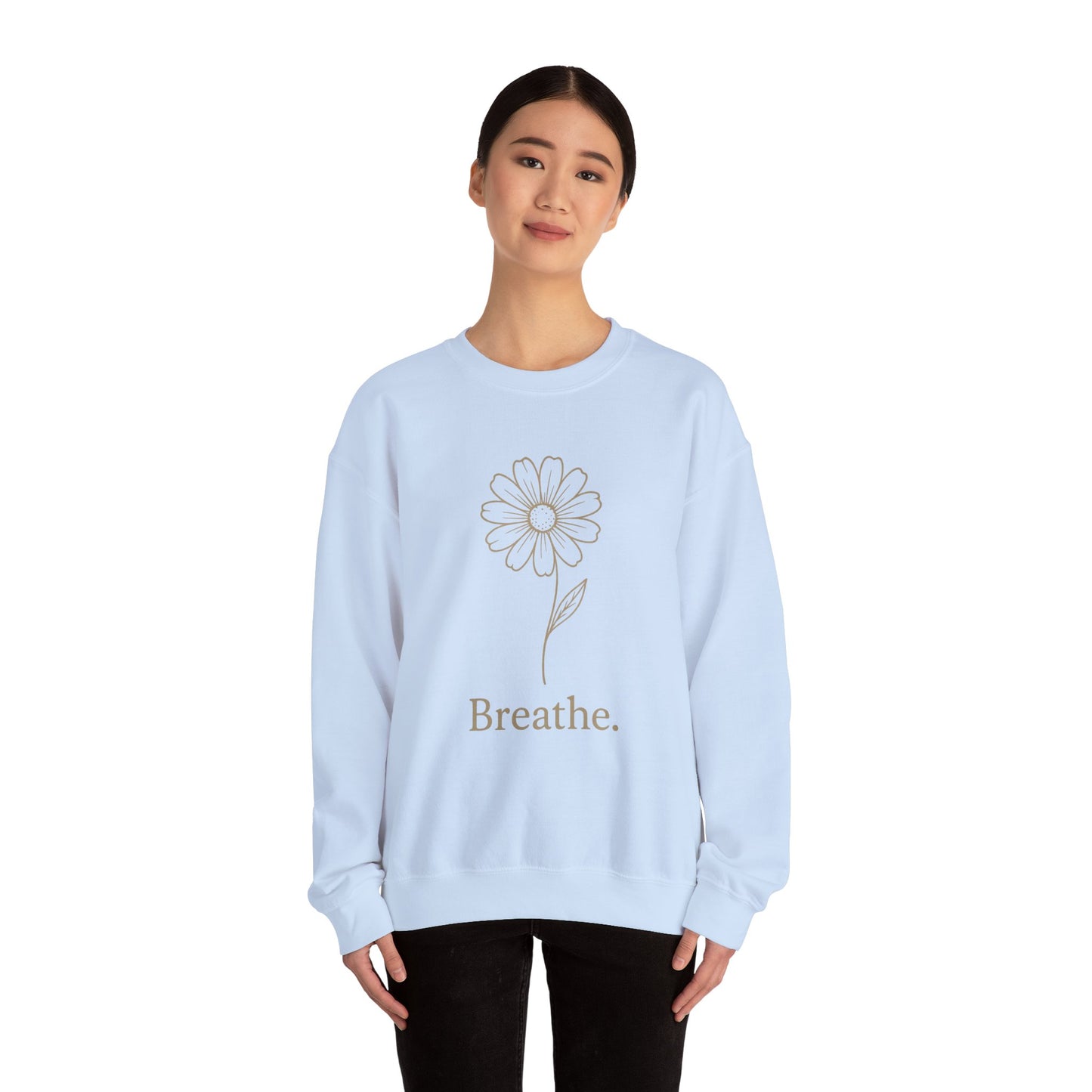 Breathe Floral Relaxed Fit Inspirational Crewneck Sweatshirt