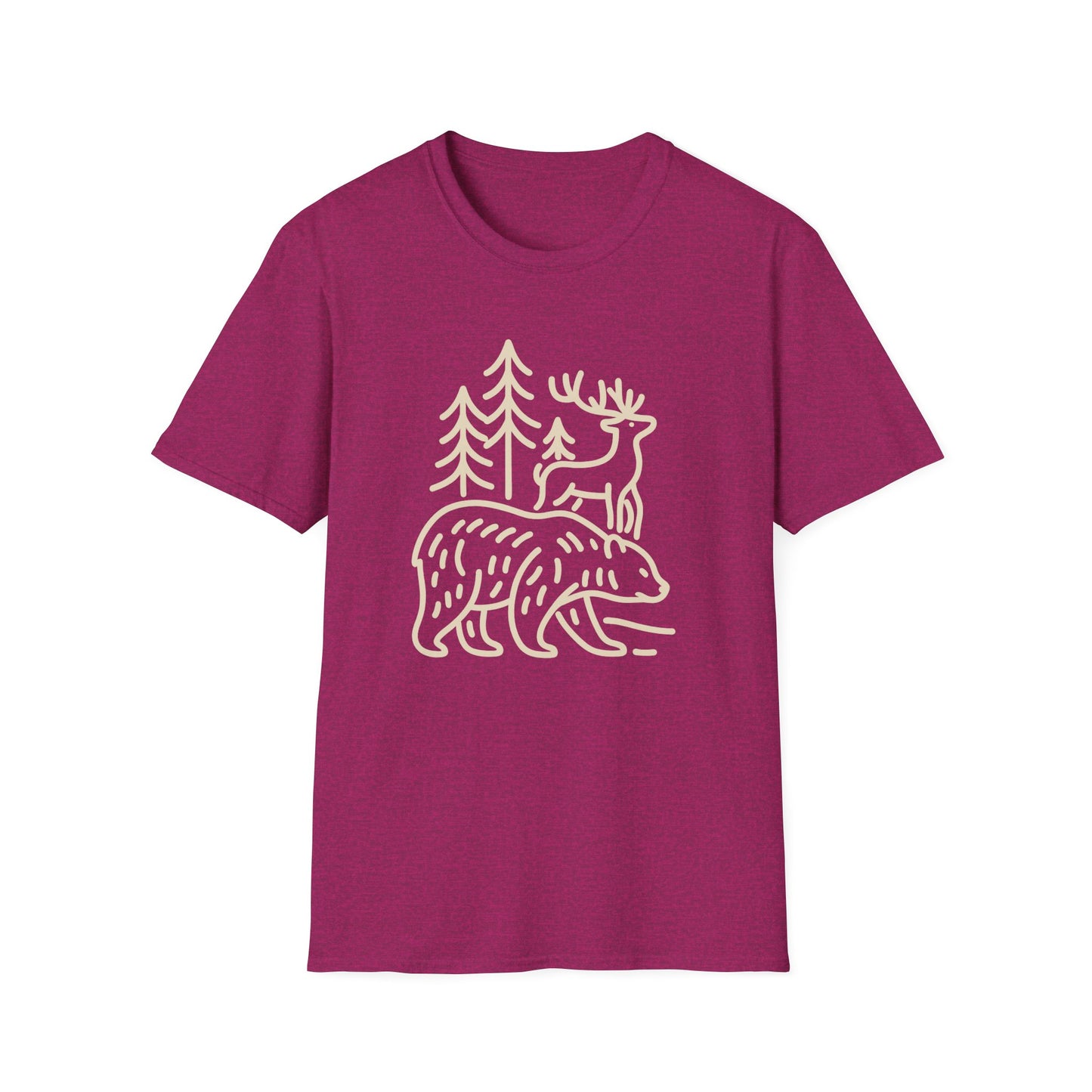Deer, Bear, Nature, Hiking Wild Animal Graphic Tee for Outdoor Lovers