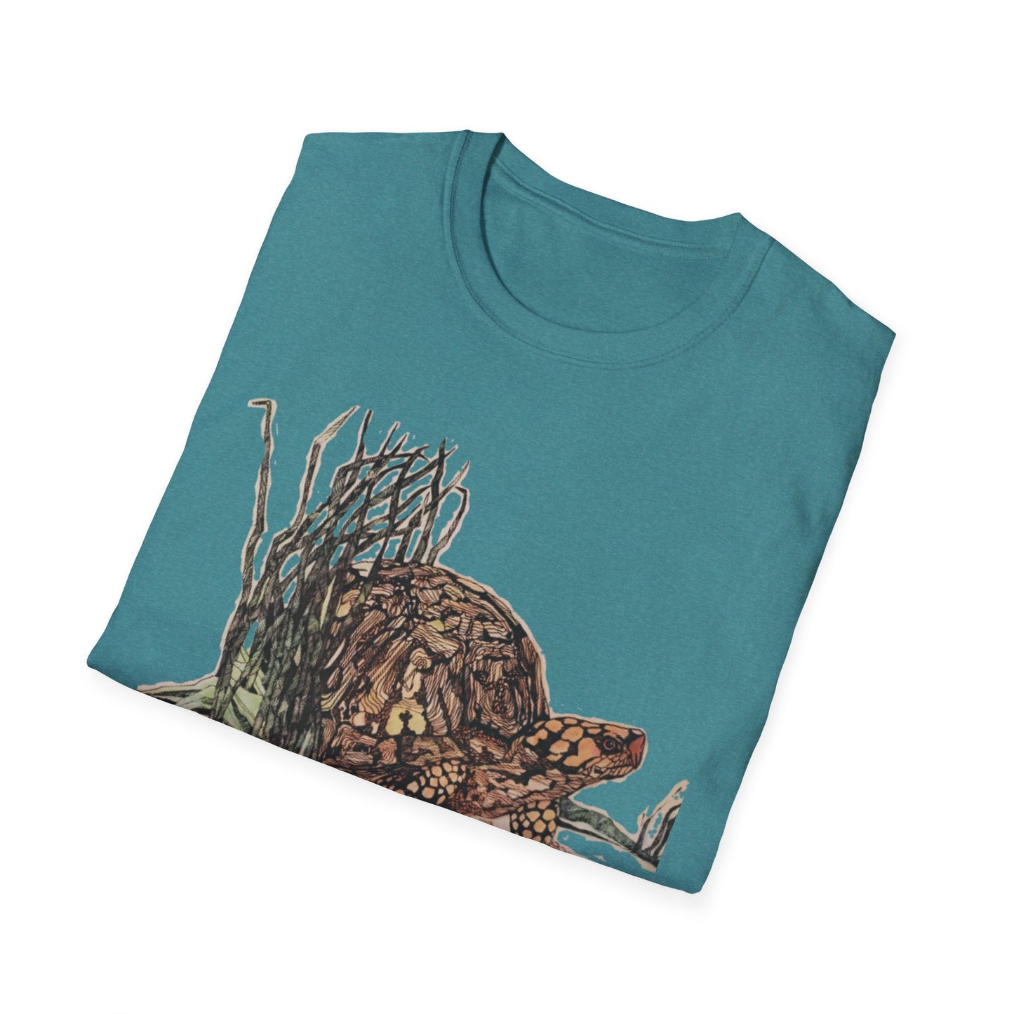 Custom Pen and Ink Artwork, Nature Scene Tee-Shirt - "Turtle Run"