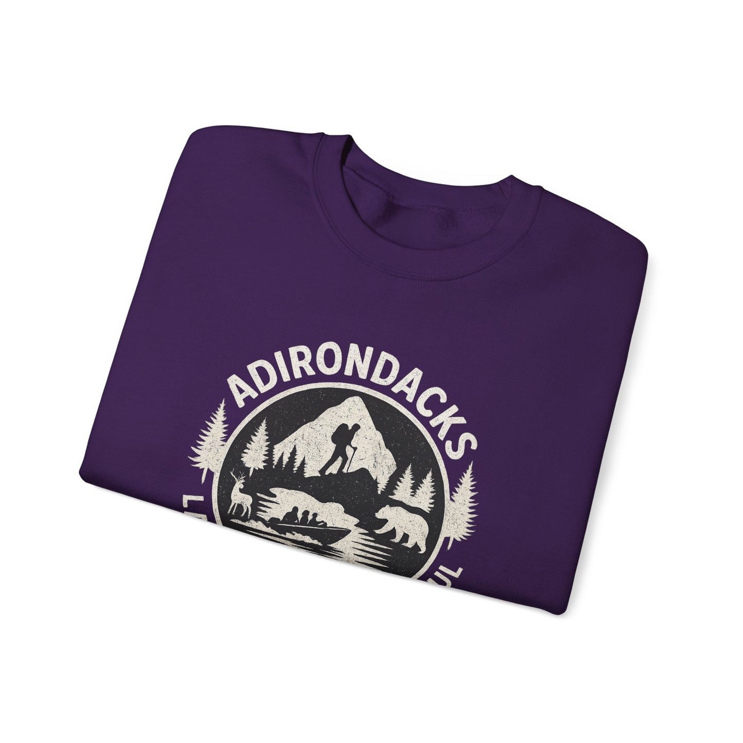Cozy Adirondack Lake Life Crewneck Sweatshirt - "Lake Life, Mountain Soul"
