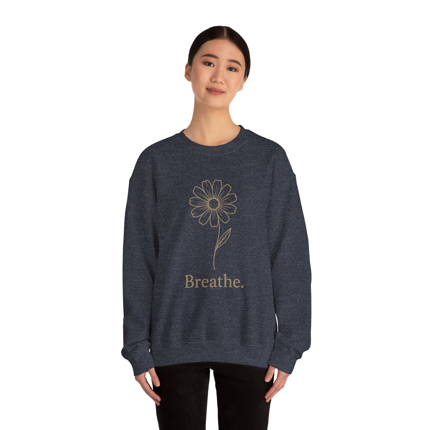Breathe Floral Relaxed Fit Inspirational Crewneck Sweatshirt