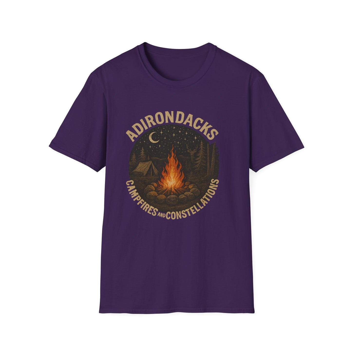 Adirondacks Outdoorsman Softstyle Tee-Shirt - "Campfires and Constellations"