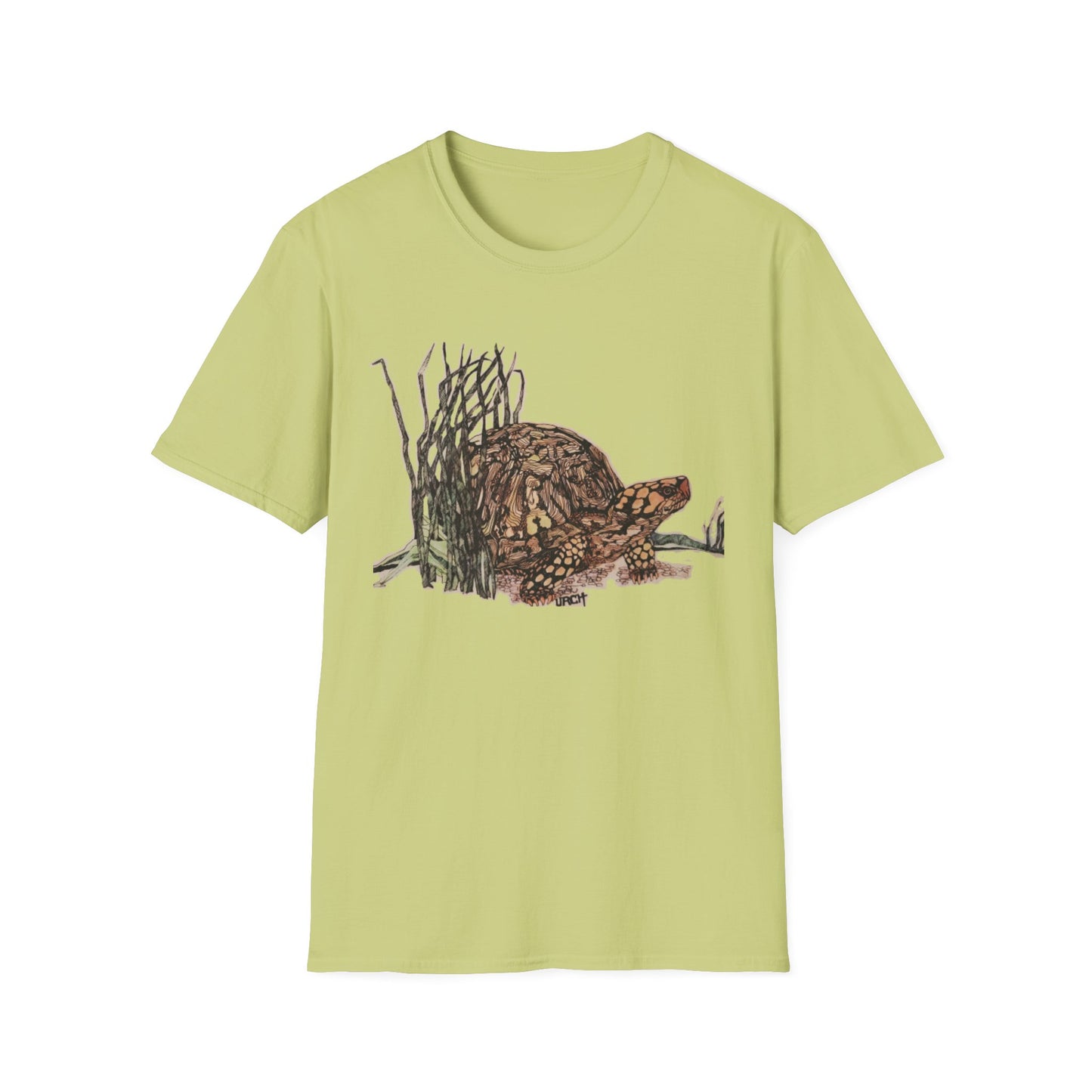 Custom Pen and Ink Artwork, Nature Scene Tee-Shirt - "Turtle Run"