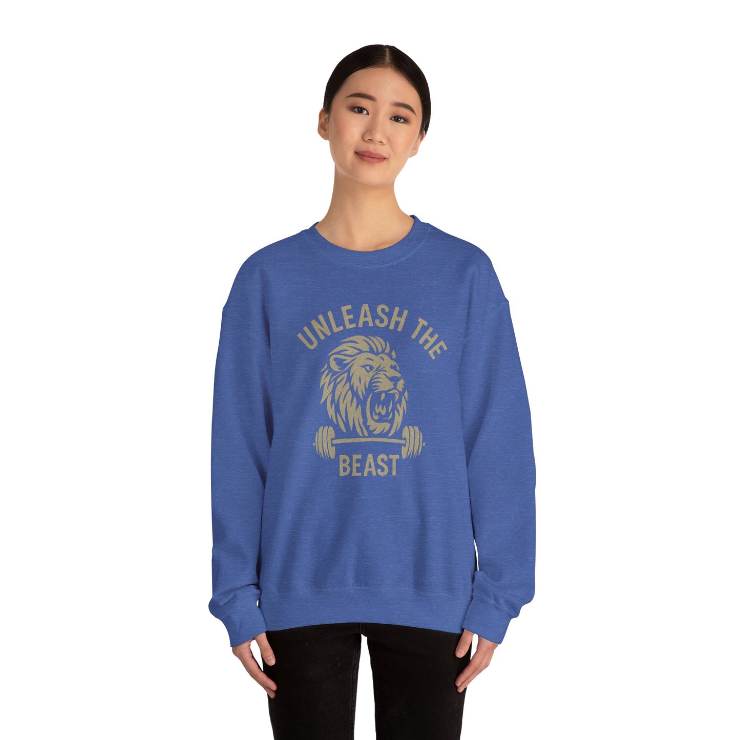 Grit Forge Athletics - Unleash the Beast Motivational Crewneck Sweatshirt