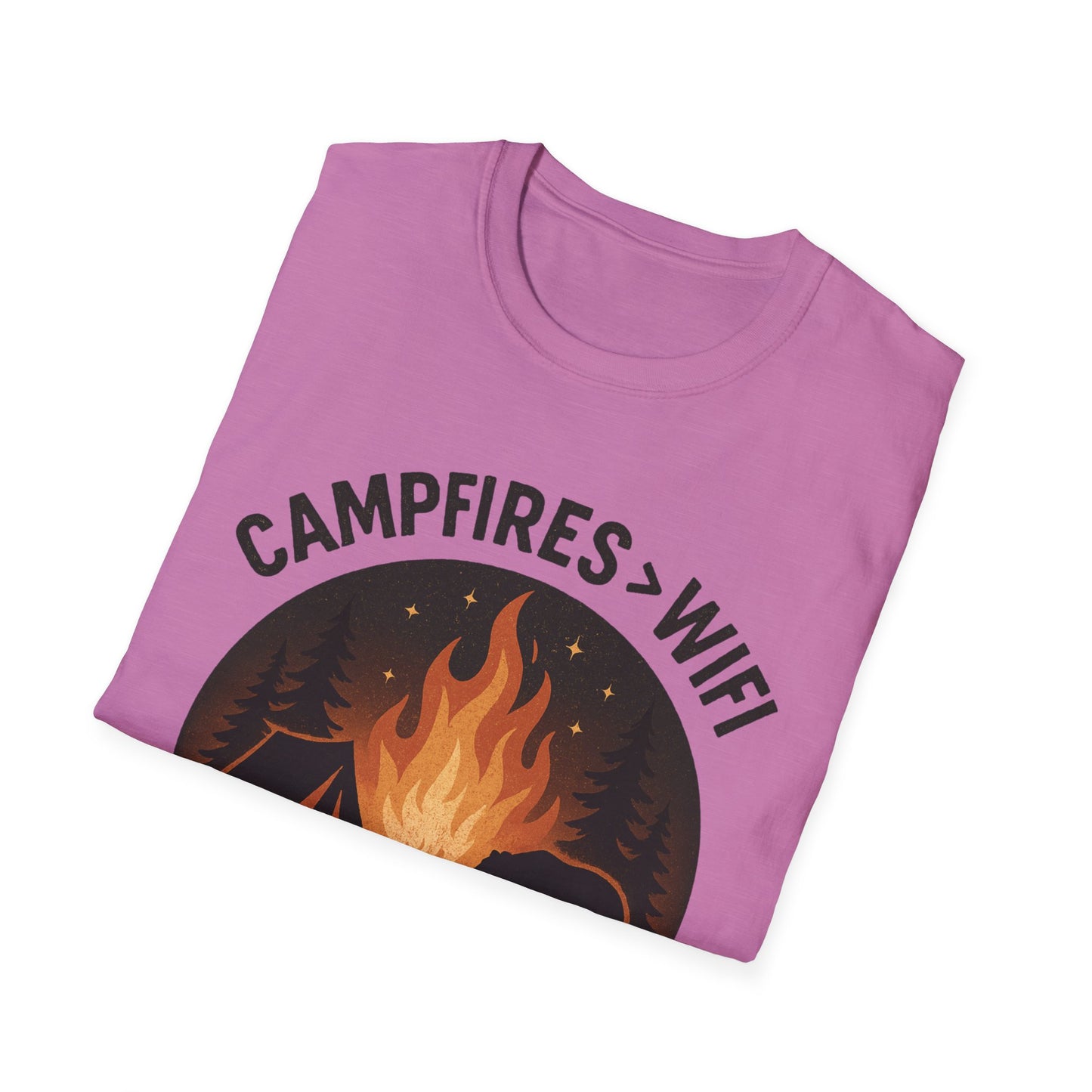 Campfire Over Wifi Vibes Graphic Tee-Shirt