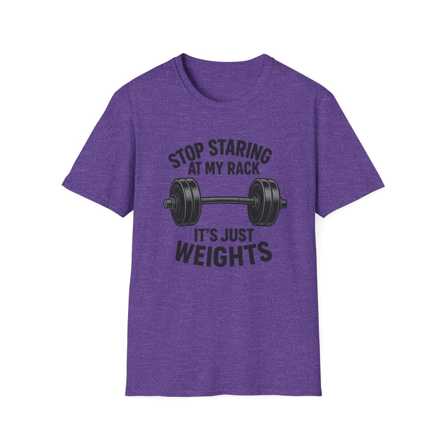 Grit Forge Athletics - "Stop Staring at My Rack" Women's Softstyle Tee-Shirt for Gym Lovers